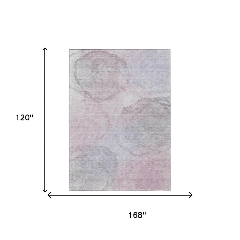 10' X 14' Blush And Gray Abstract Washable Indoor Outdoor Area Rug Homeroots Outdoor