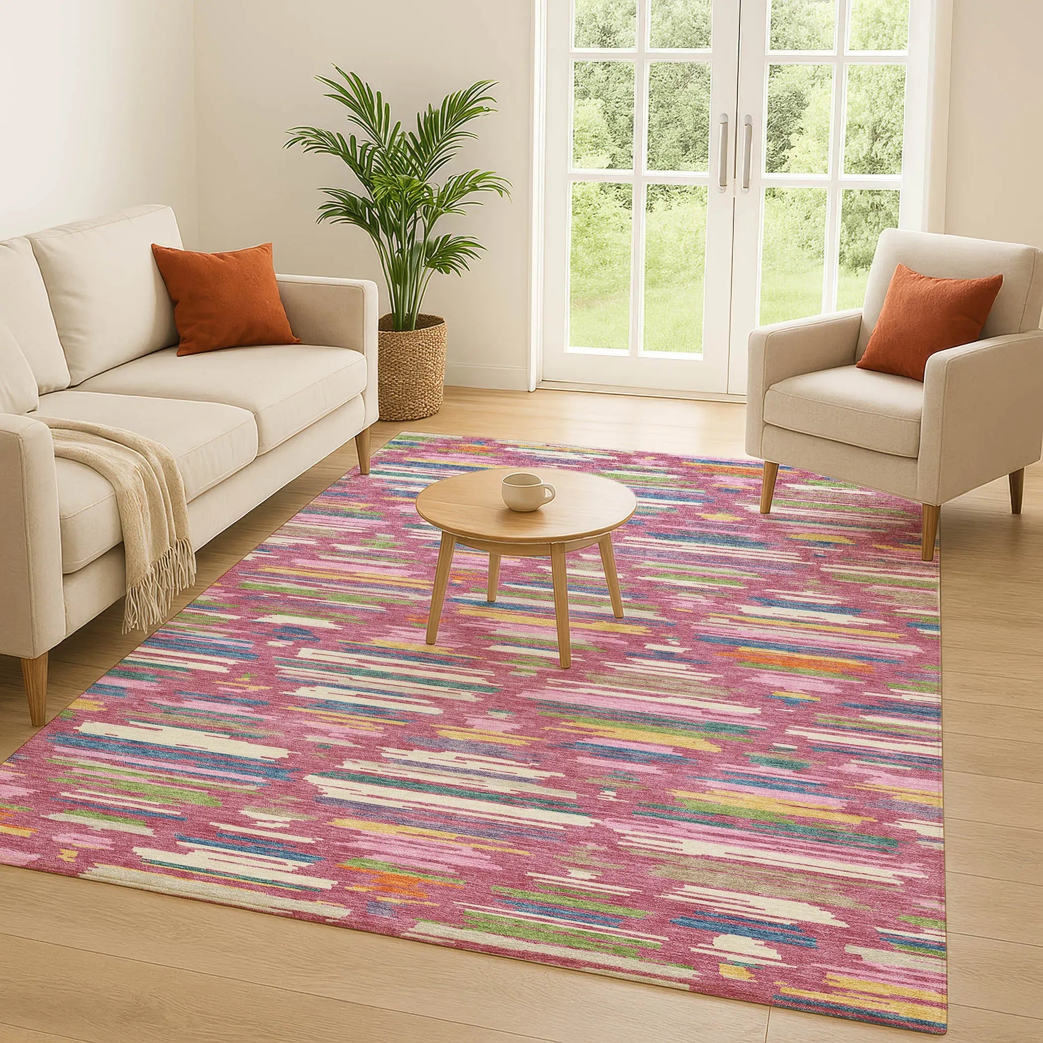 10' X 14' Blush And Ivory Southwestern Washable Indoor Outdoor Area Rug Homeroots Outdoor