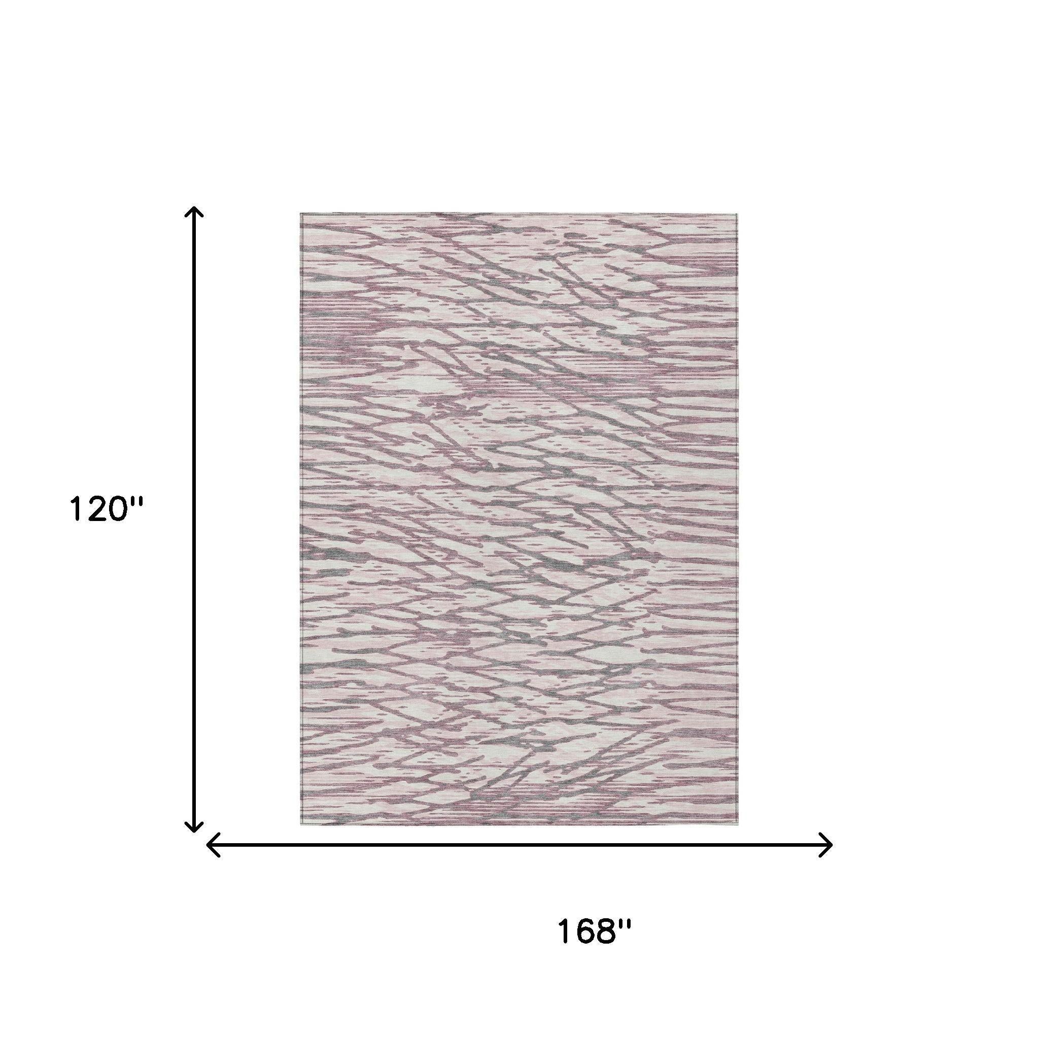 10' X 14' Blush And Pink Abstract Washable Indoor Outdoor Area Rug Homeroots Outdoor