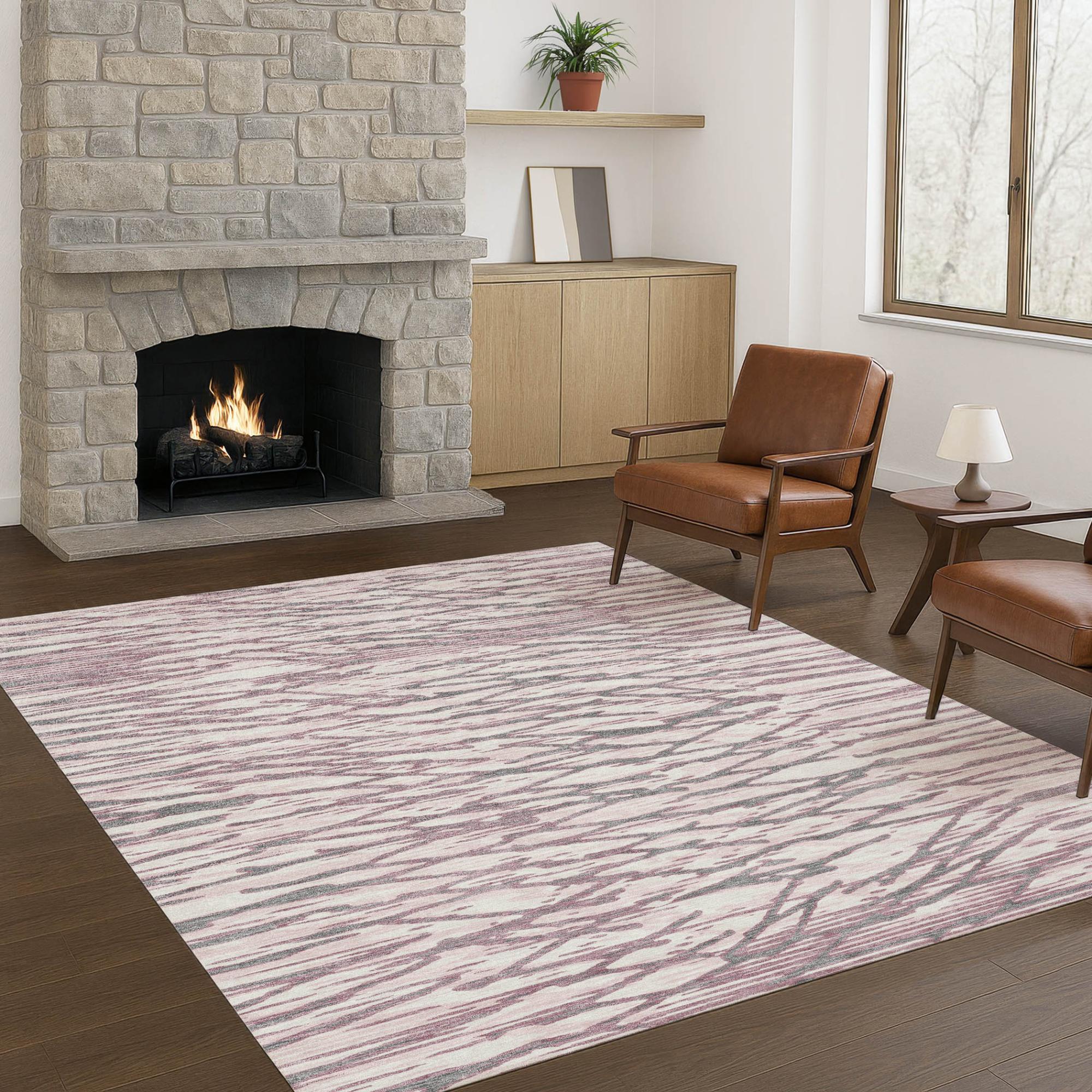10' X 14' Blush And Pink Abstract Washable Indoor Outdoor Area Rug Homeroots Outdoor