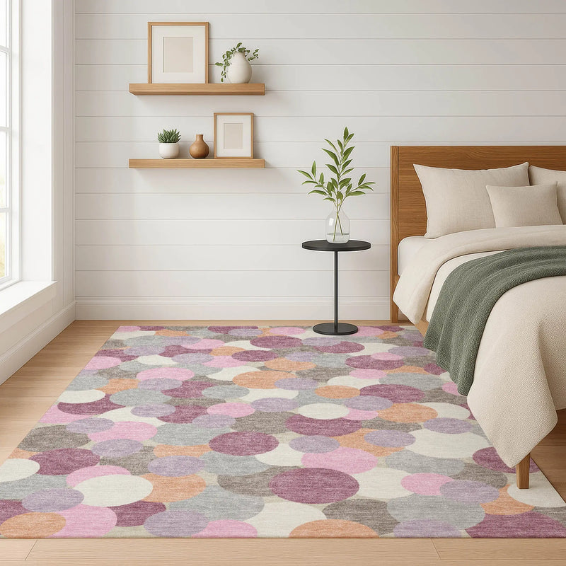 10' X 14' Blush And Pink Geometric Washable Indoor Outdoor Area Rug Homeroots Outdoor
