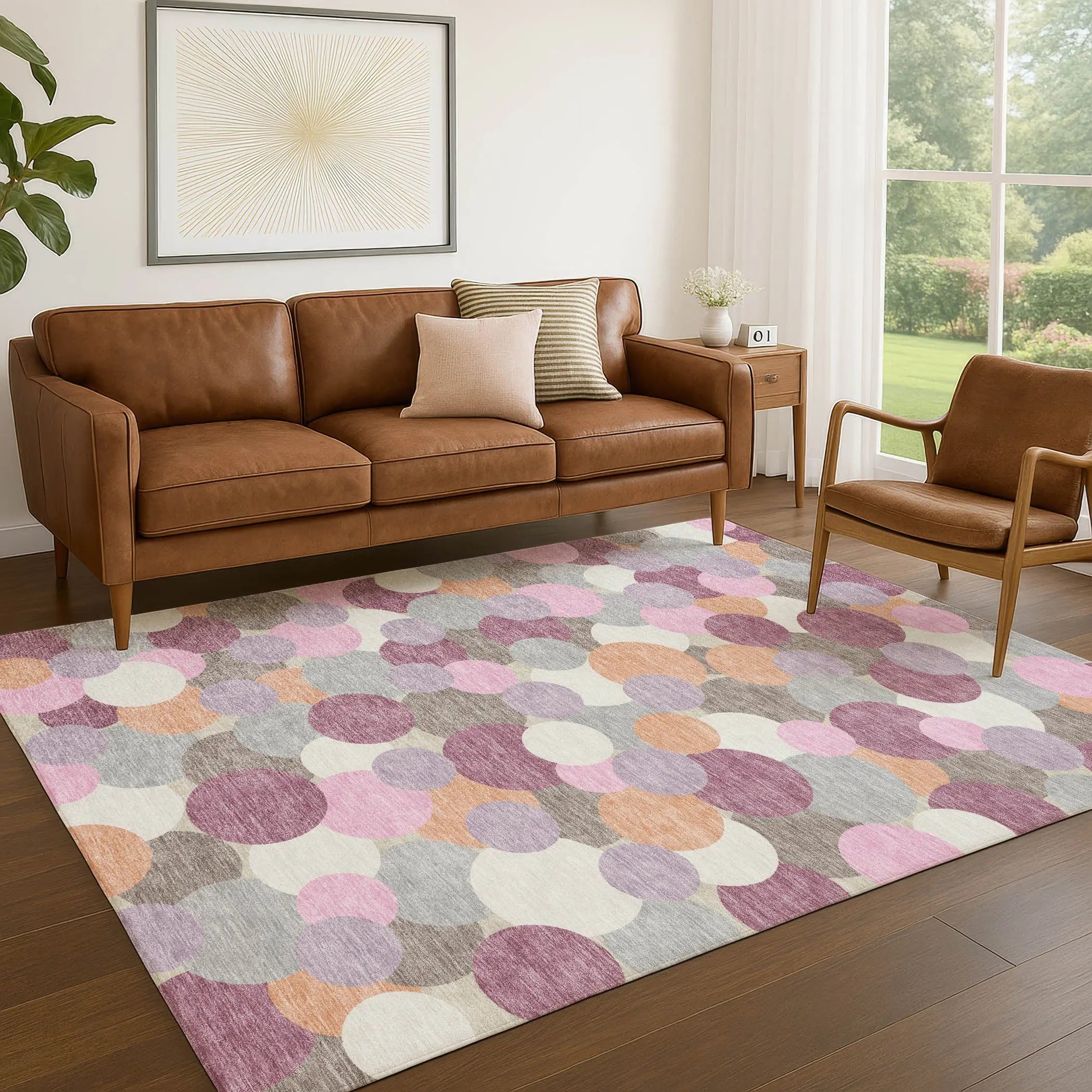 10' X 14' Blush And Pink Geometric Washable Indoor Outdoor Area Rug Homeroots Outdoor