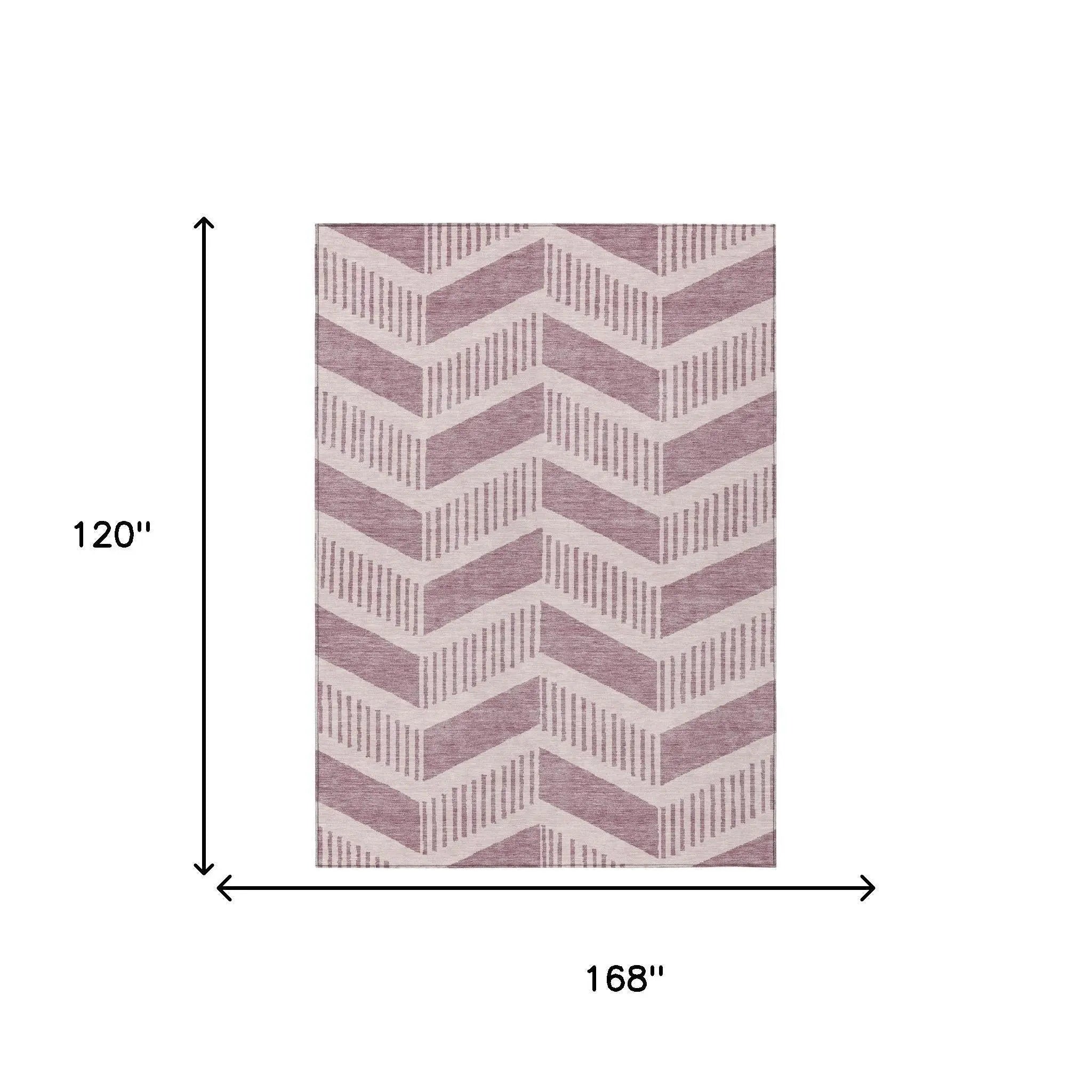 10' X 14' Blush And Pink Geometric Washable Indoor Outdoor Area Rug Homeroots Outdoor