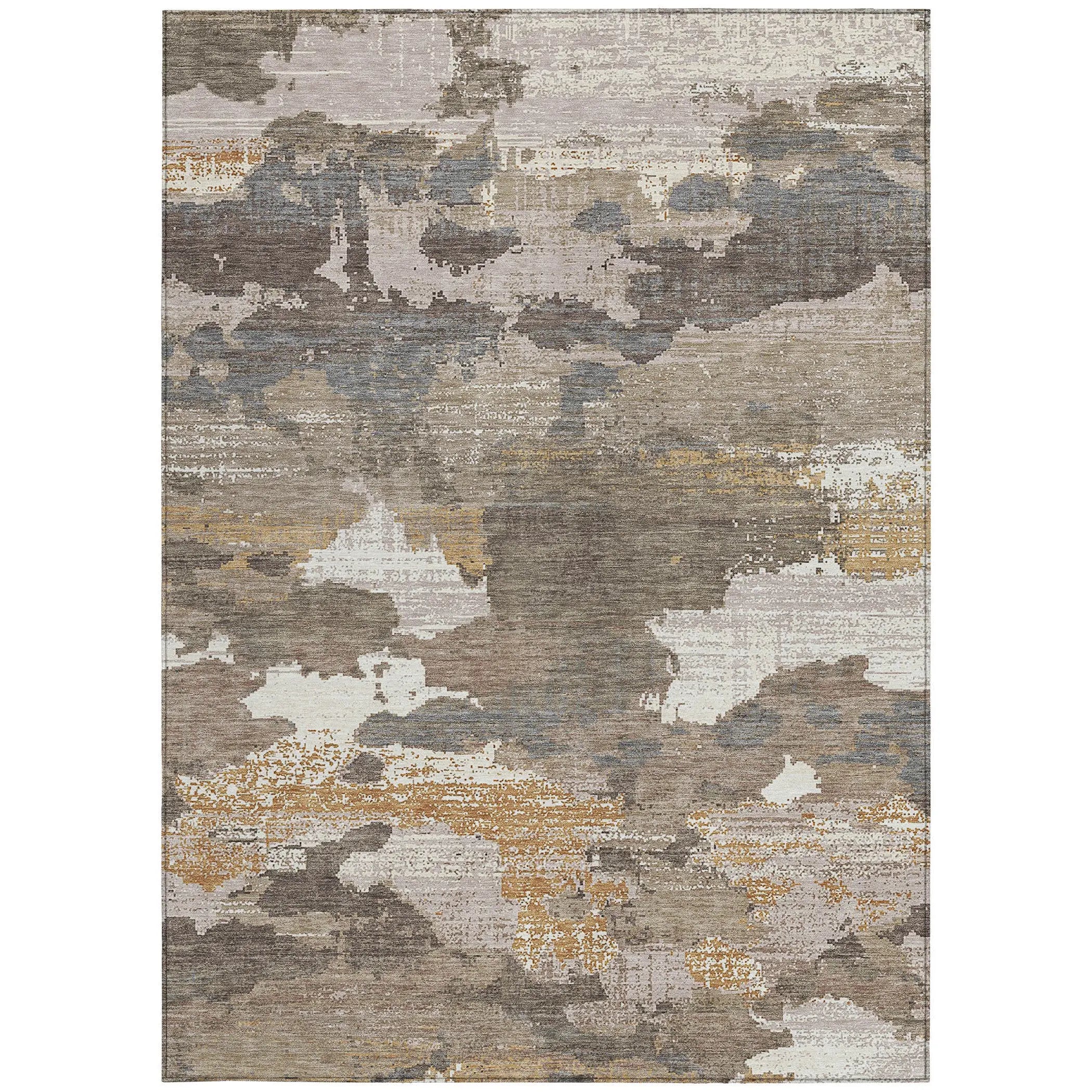 10' X 14' Brown And Beige Abstract Washable Indoor Outdoor Area Rug Homeroots Outdoor