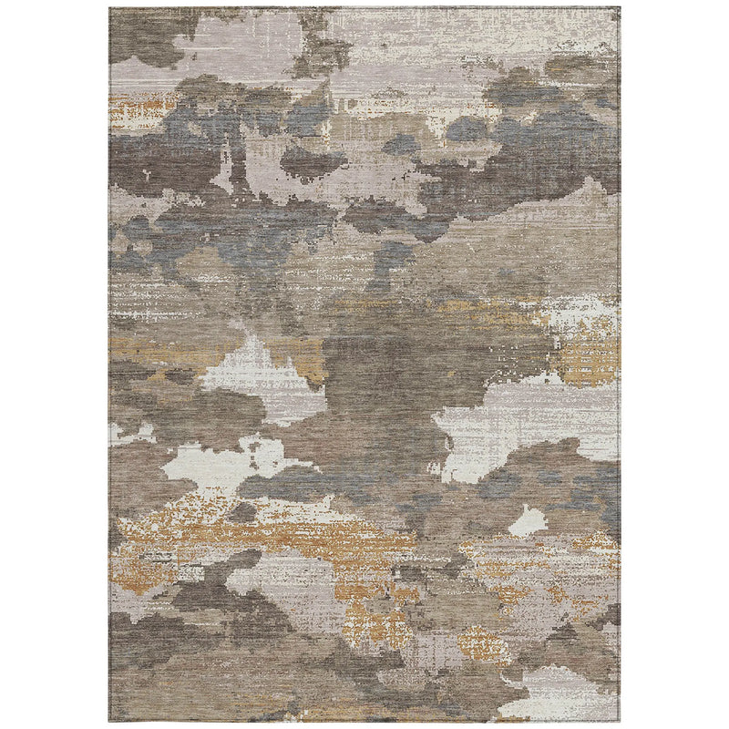 10' X 14' Brown And Beige Abstract Washable Indoor Outdoor Area Rug Homeroots Outdoor