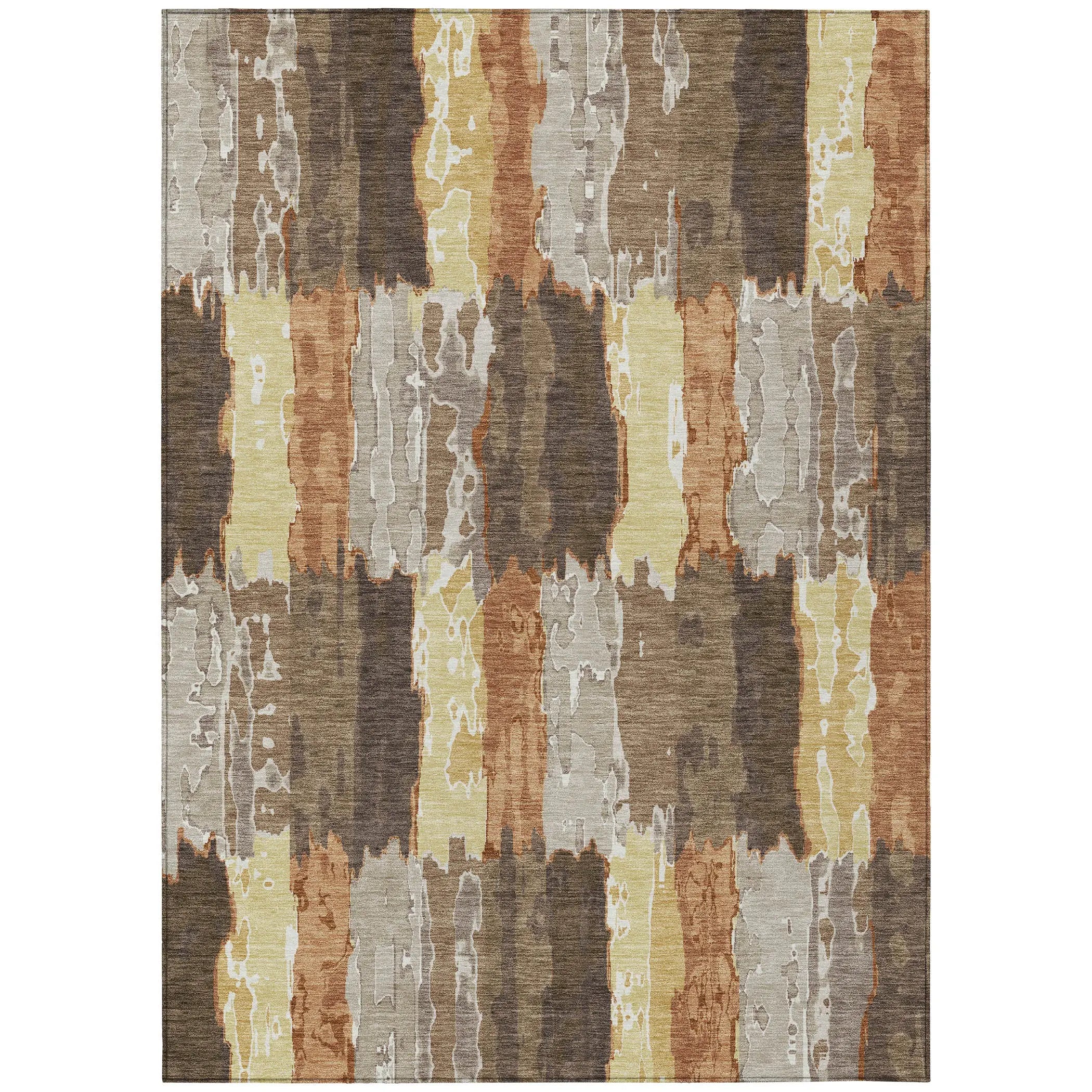 10' X 14' Brown And Beige Abstract Washable Indoor Outdoor Area Rug Homeroots Outdoor
