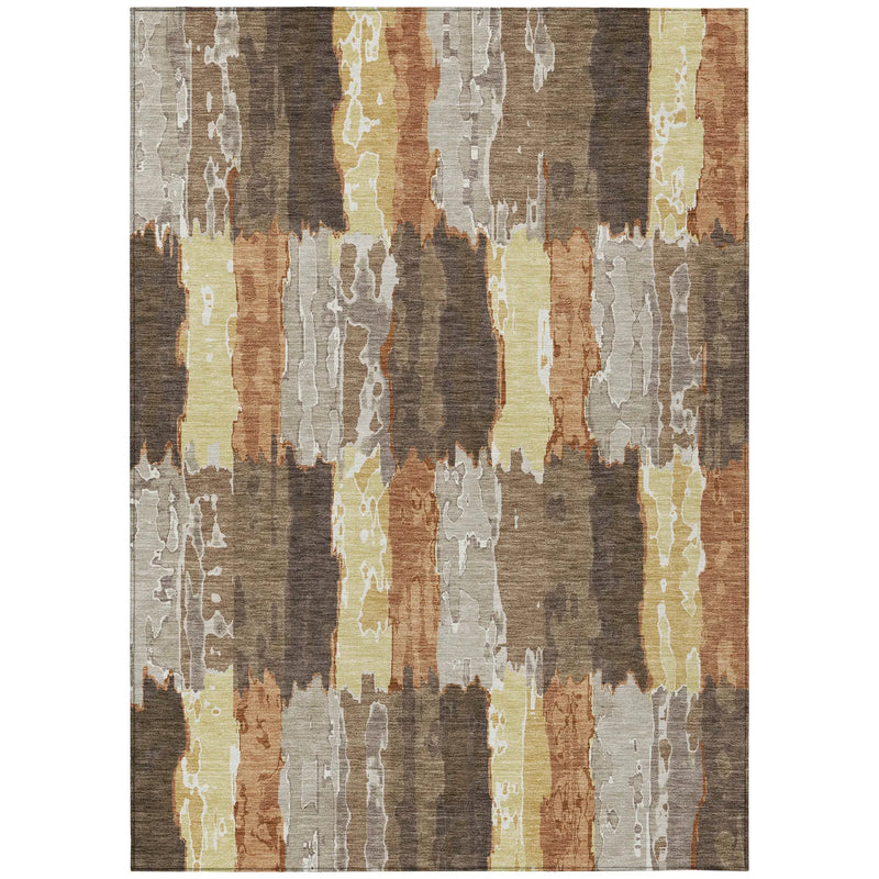 10' X 14' Brown And Beige Abstract Washable Indoor Outdoor Area Rug Homeroots Outdoor