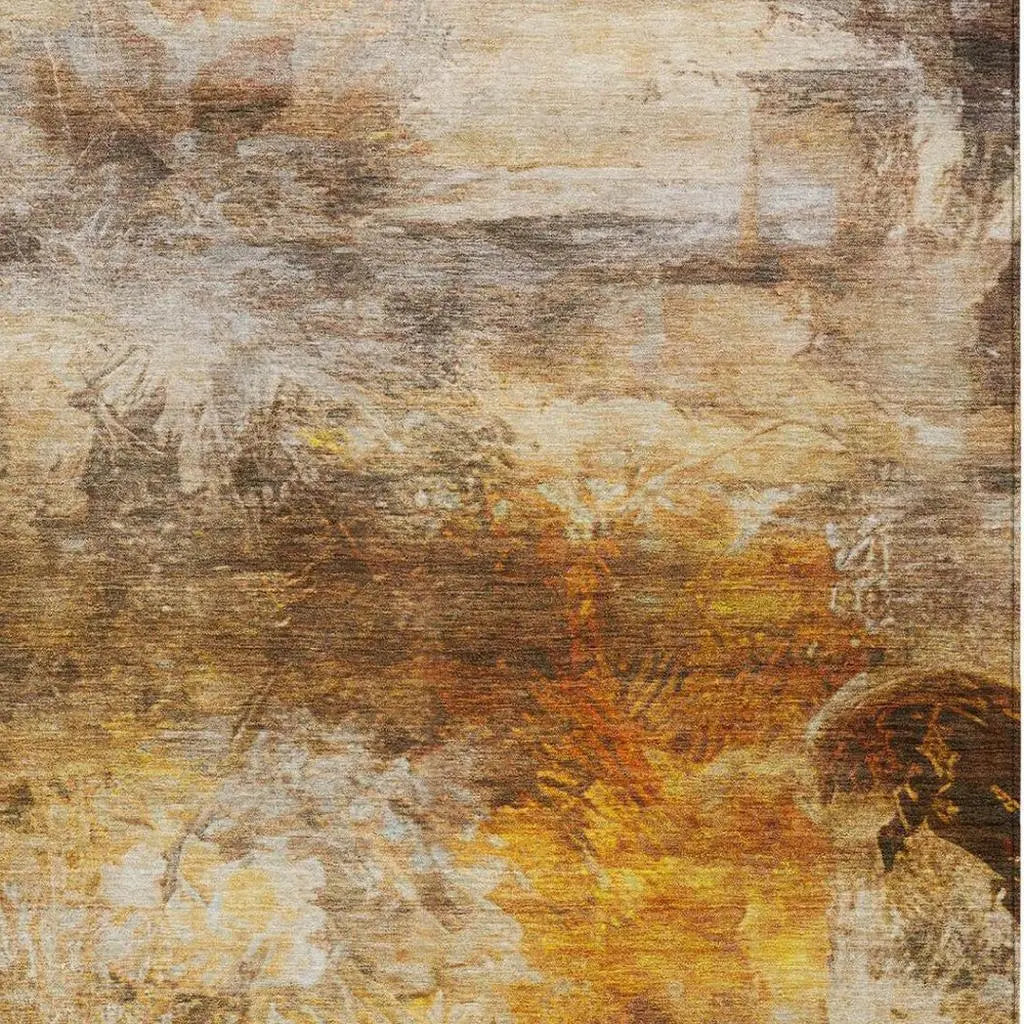 10' X 14' Brown And Beige Abstract Washable Indoor Outdoor Area Rug Homeroots Outdoor