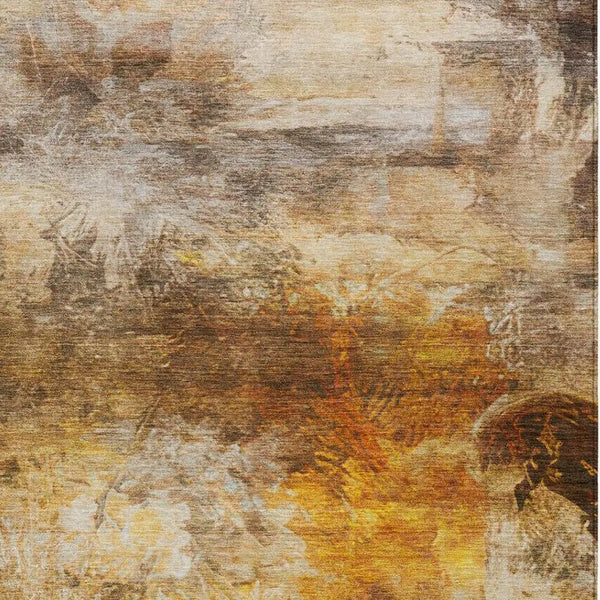 10' X 14' Brown And Beige Abstract Washable Indoor Outdoor Area Rug Homeroots Outdoor