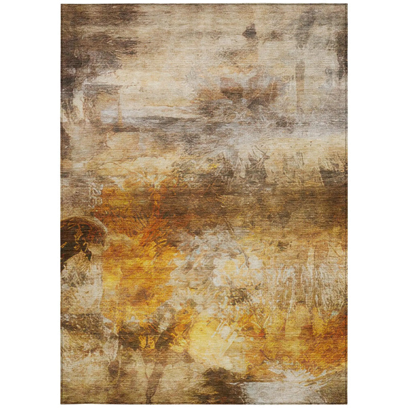 10' X 14' Brown And Beige Abstract Washable Indoor Outdoor Area Rug Homeroots Outdoor