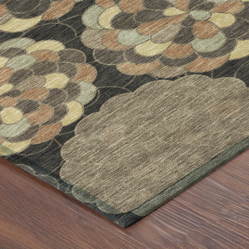 10' X 14' Brown And Beige Floral Washable Indoor Outdoor Area Rug Homeroots Outdoor