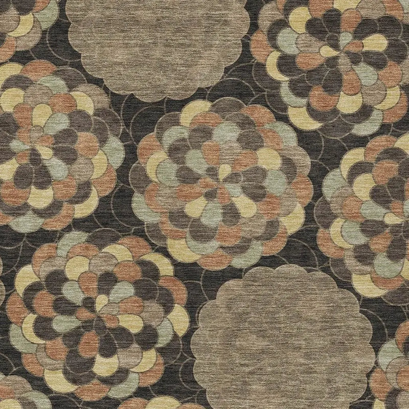 10' X 14' Brown And Beige Floral Washable Indoor Outdoor Area Rug Homeroots Outdoor