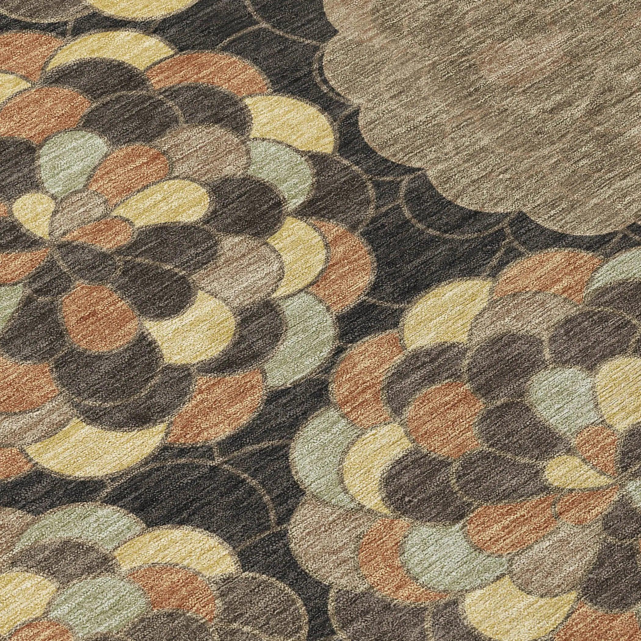 10' X 14' Brown And Beige Floral Washable Indoor Outdoor Area Rug Homeroots Outdoor