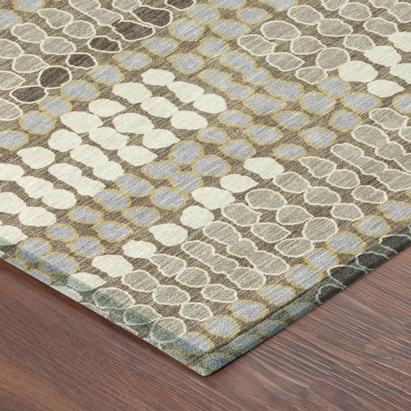 10' X 14' Brown And Beige Geometric Washable Indoor Outdoor Area Rug Homeroots Outdoor