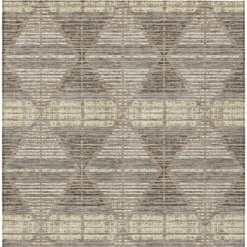 10' X 14' Brown And Beige Geometric Washable Indoor Outdoor Area Rug Homeroots Outdoor