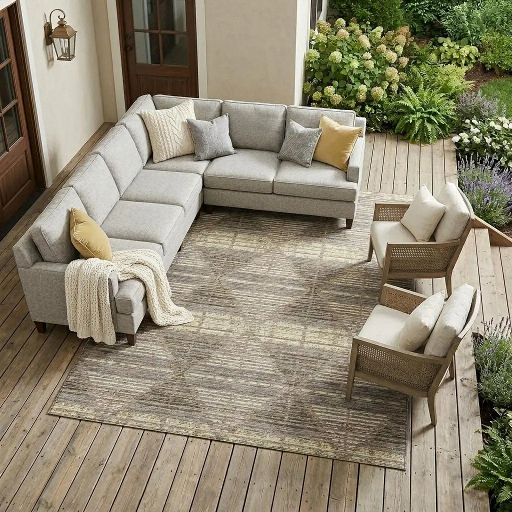 10' X 14' Brown And Beige Geometric Washable Indoor Outdoor Area Rug Homeroots Outdoor
