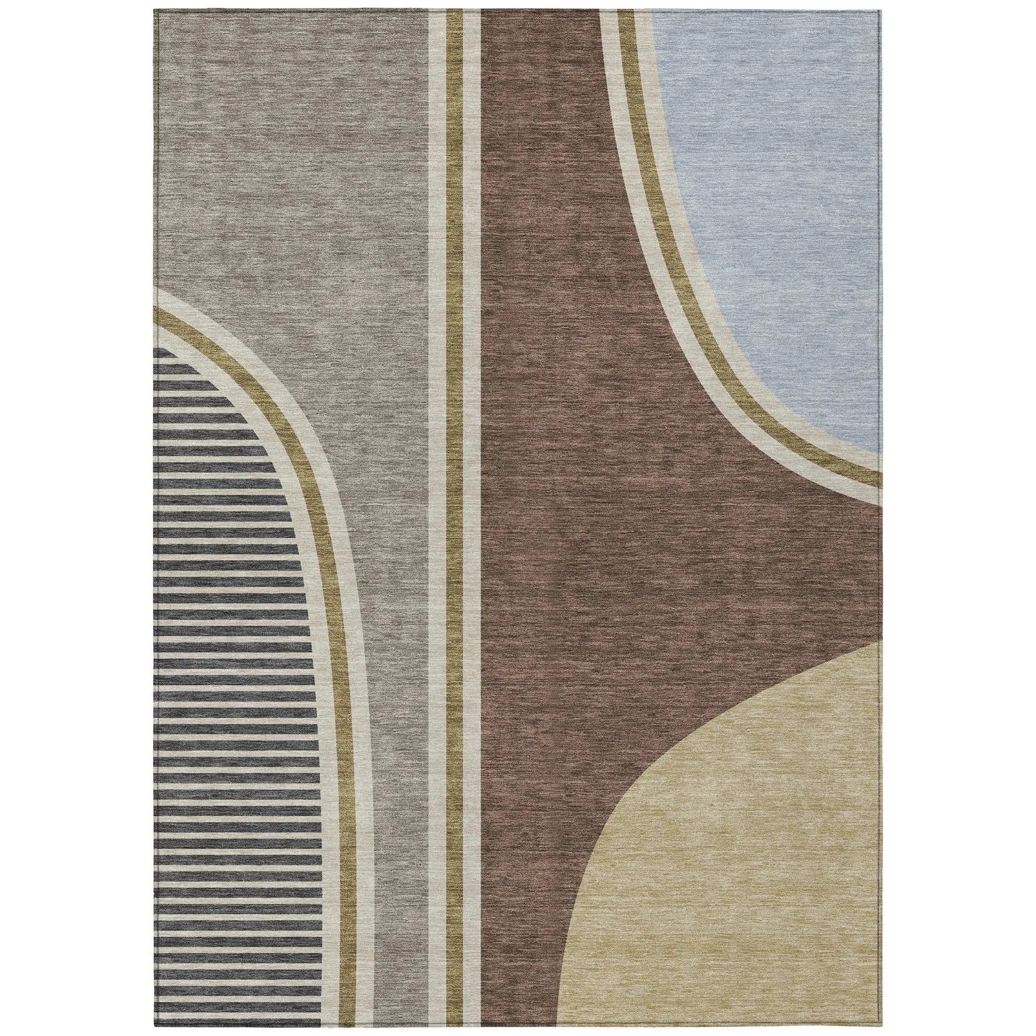 10' X 14' Brown And Beige Geometric Washable Indoor Outdoor Area Rug Homeroots Outdoor