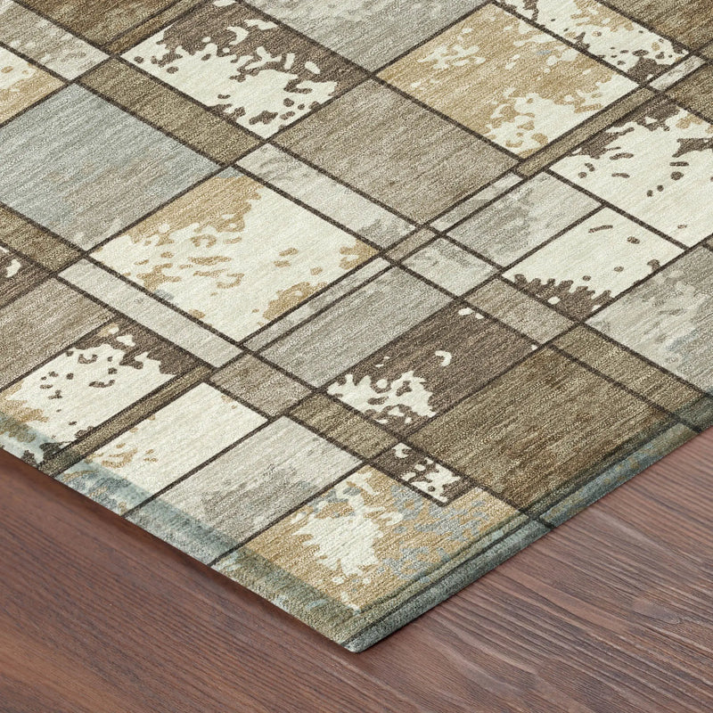 10' X 14' Brown And Beige Geometric Washable Indoor Outdoor Area Rug Homeroots Outdoor
