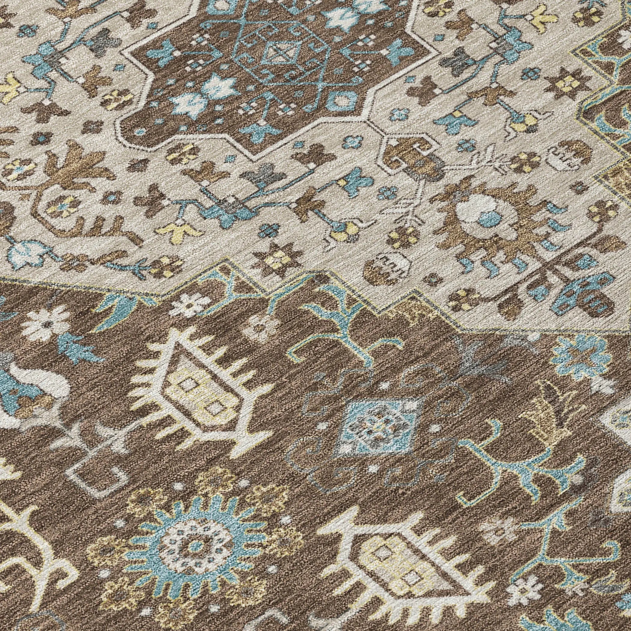 10' X 14' Brown And Beige Medallion Washable Indoor Outdoor Area Rug Homeroots Outdoor