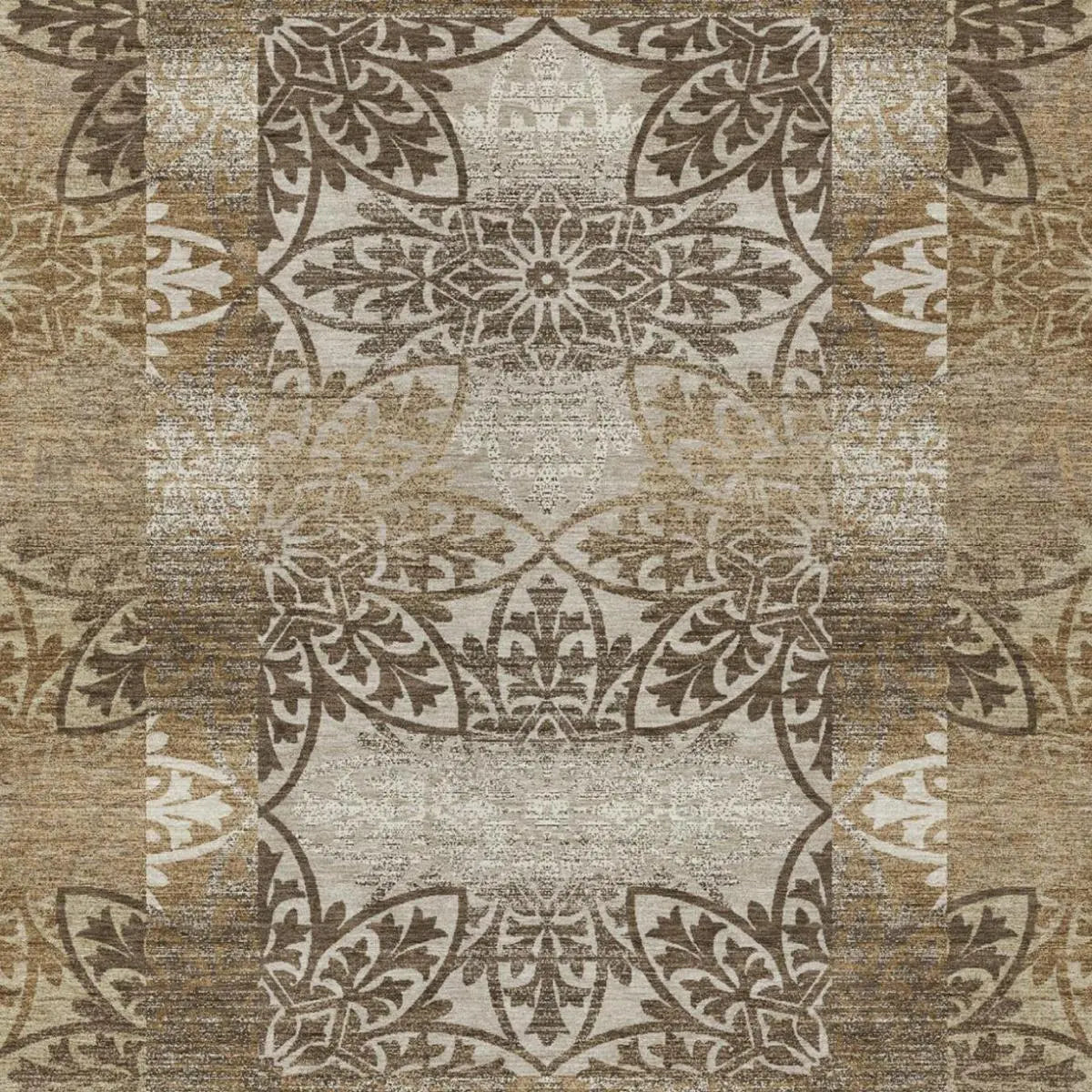 10' X 14' Brown And Beige Oriental Washable Indoor Outdoor Area Rug Homeroots Outdoor