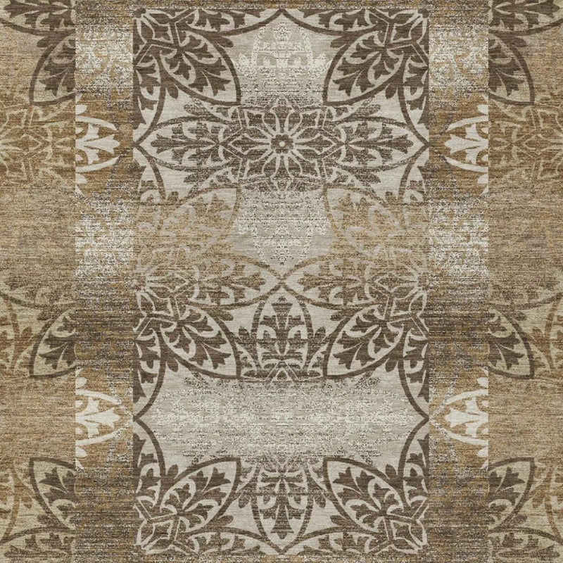 10' X 14' Brown And Beige Oriental Washable Indoor Outdoor Area Rug Homeroots Outdoor