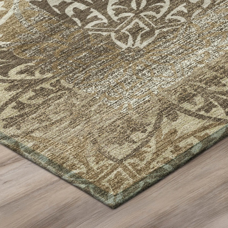 10' X 14' Brown And Beige Oriental Washable Indoor Outdoor Area Rug Homeroots Outdoor