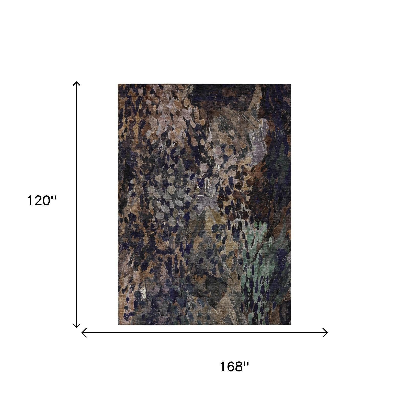10' X 14' Brown And Black Abstract Washable Indoor Outdoor Area Rug Homeroots Outdoor