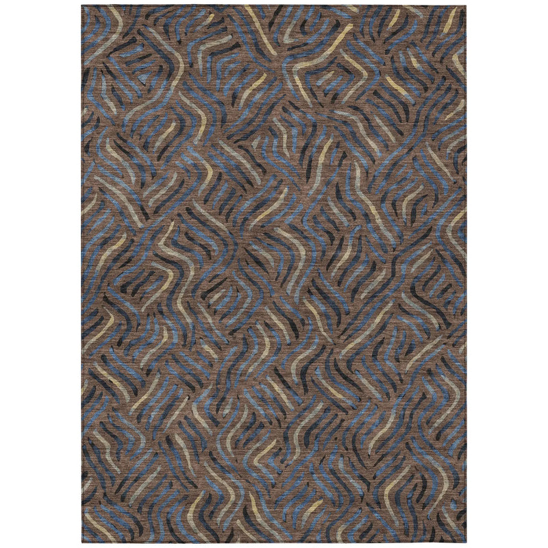 10' X 14' Brown And Black Abstract Washable Indoor Outdoor Area Rug Homeroots Outdoor