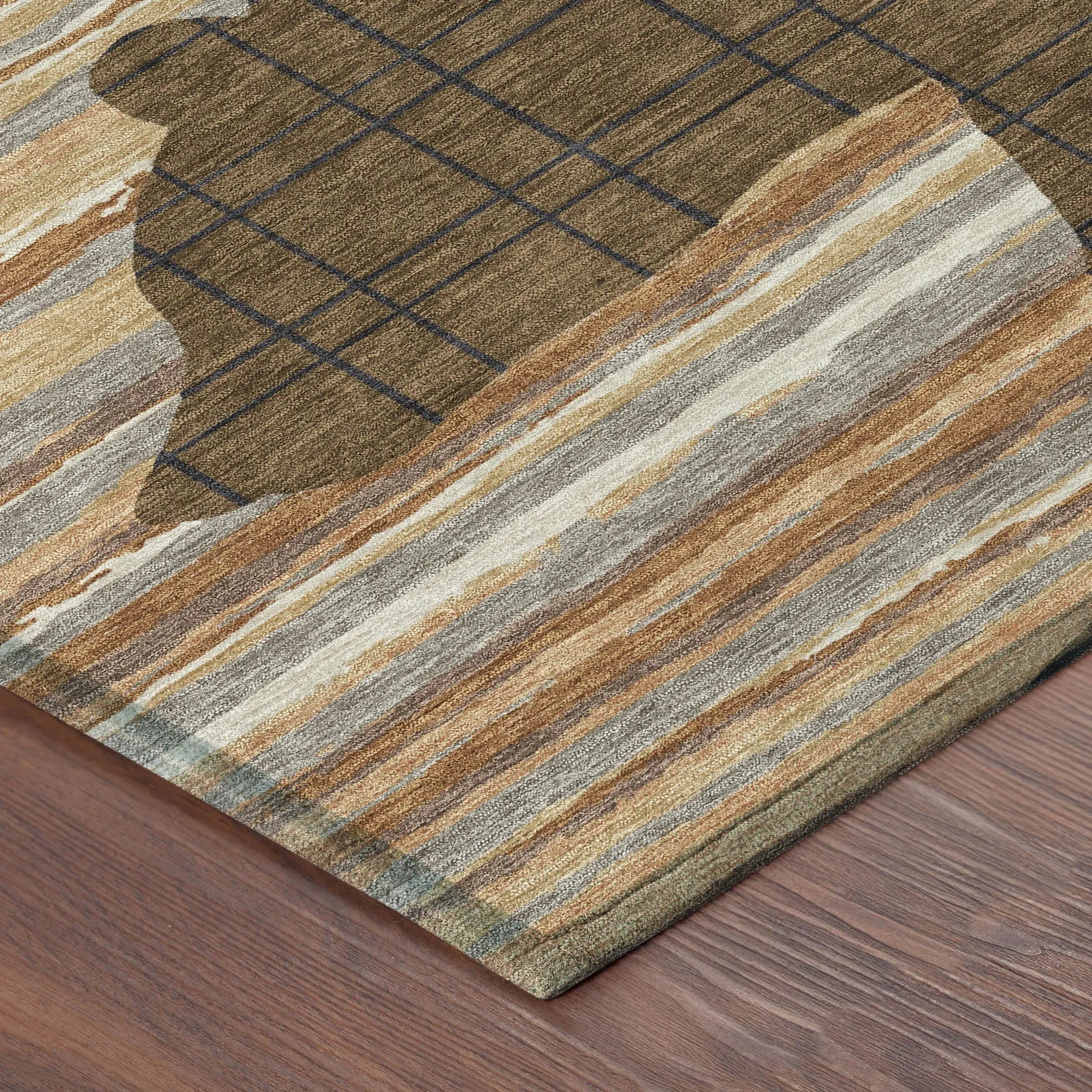 10' X 14' Brown And Black Abstract Washable Indoor Outdoor Area Rug Homeroots Outdoor