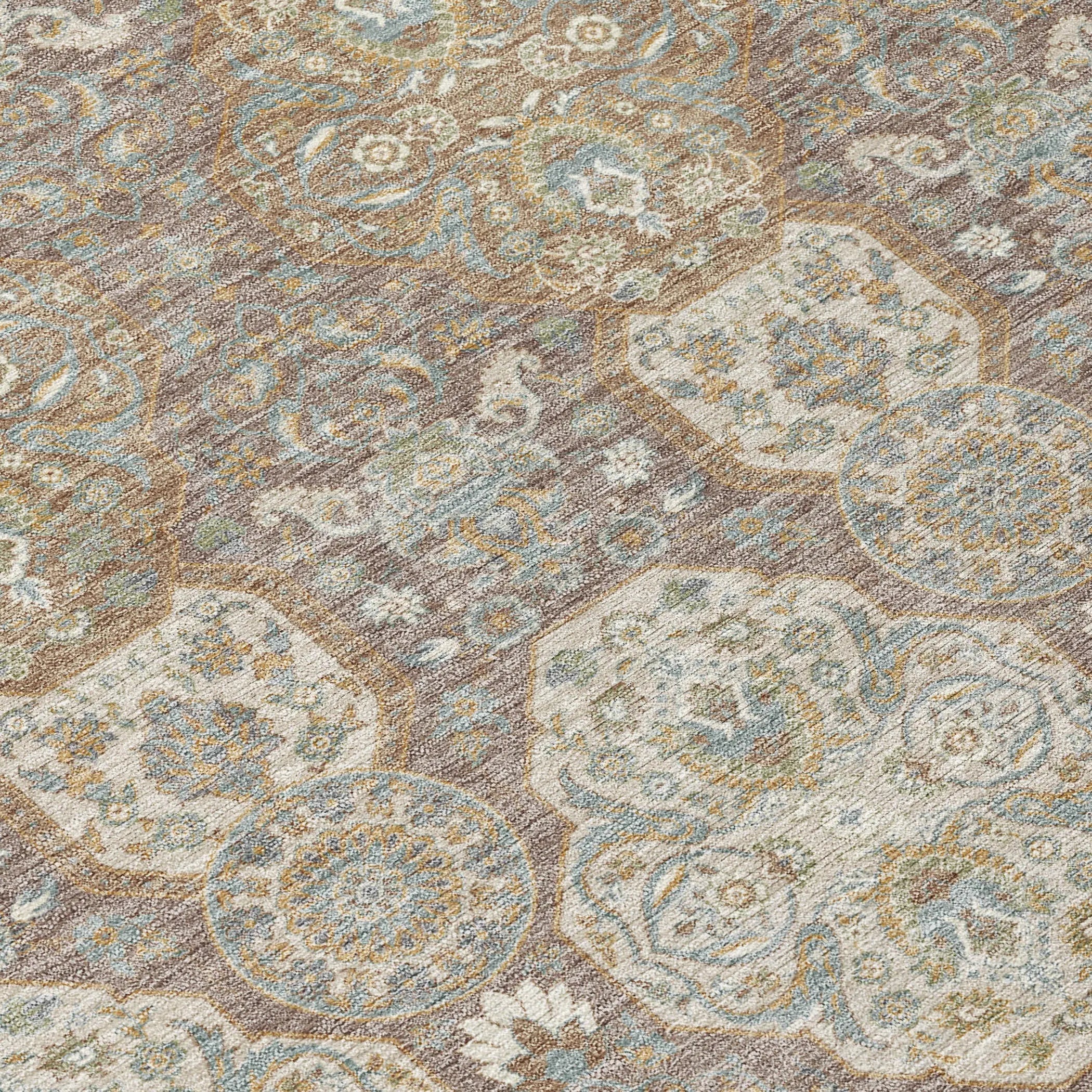 10' X 14' Brown And Copper Floral Washable Indoor Outdoor Area Rug Homeroots Outdoor