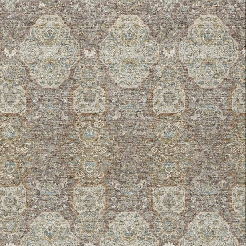 10' X 14' Brown And Copper Floral Washable Indoor Outdoor Area Rug Homeroots Outdoor