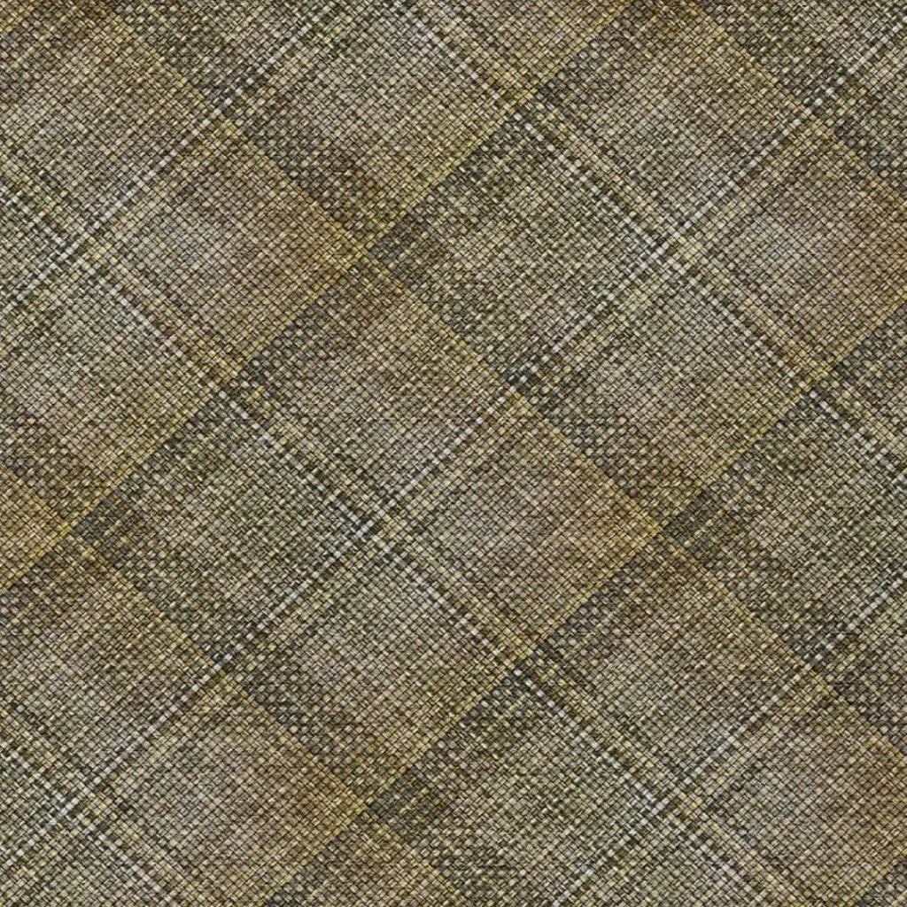 10' X 14' Brown And Gold Plaid Washable Indoor Outdoor Area Rug Homeroots Outdoor