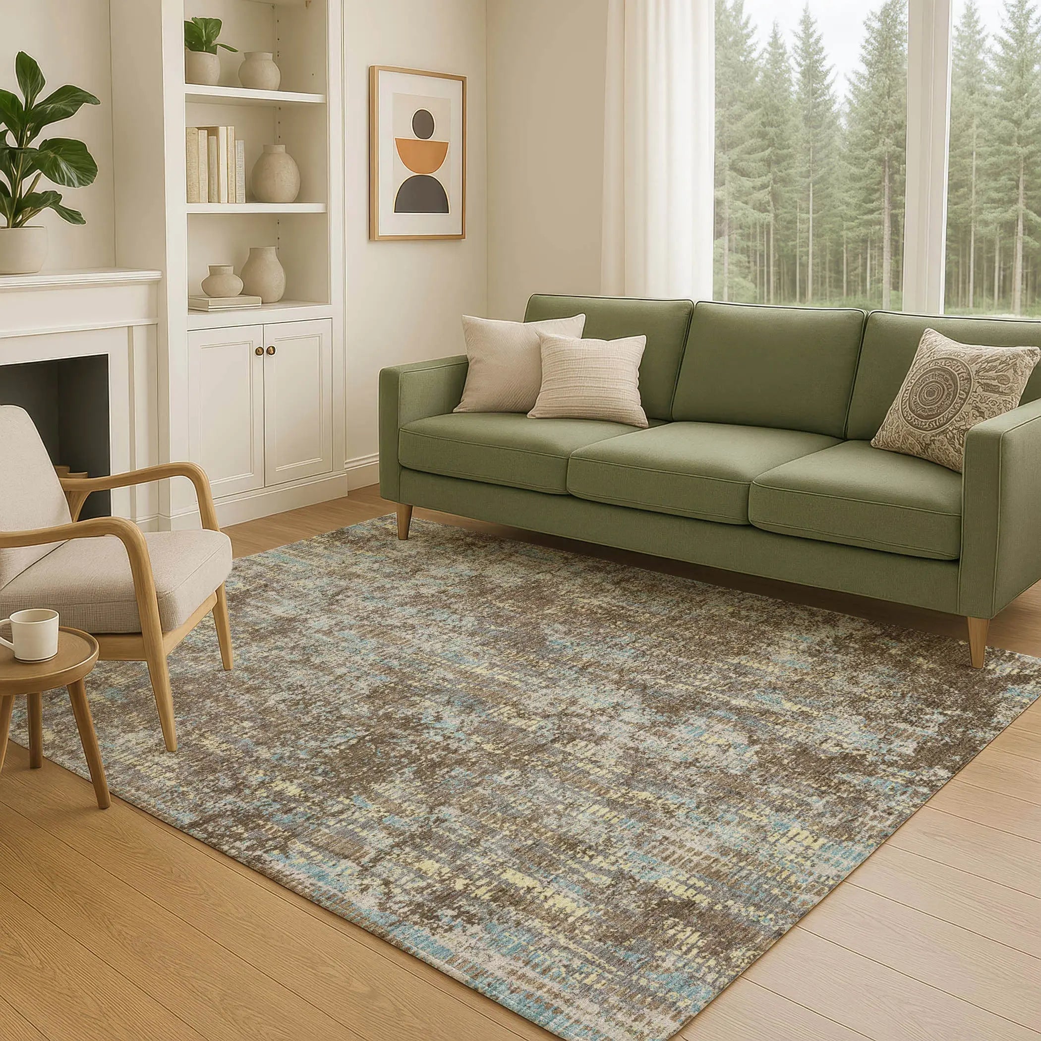 10' X 14' Brown And Graphite Abstract Washable Indoor Outdoor Area Rug Homeroots Outdoor