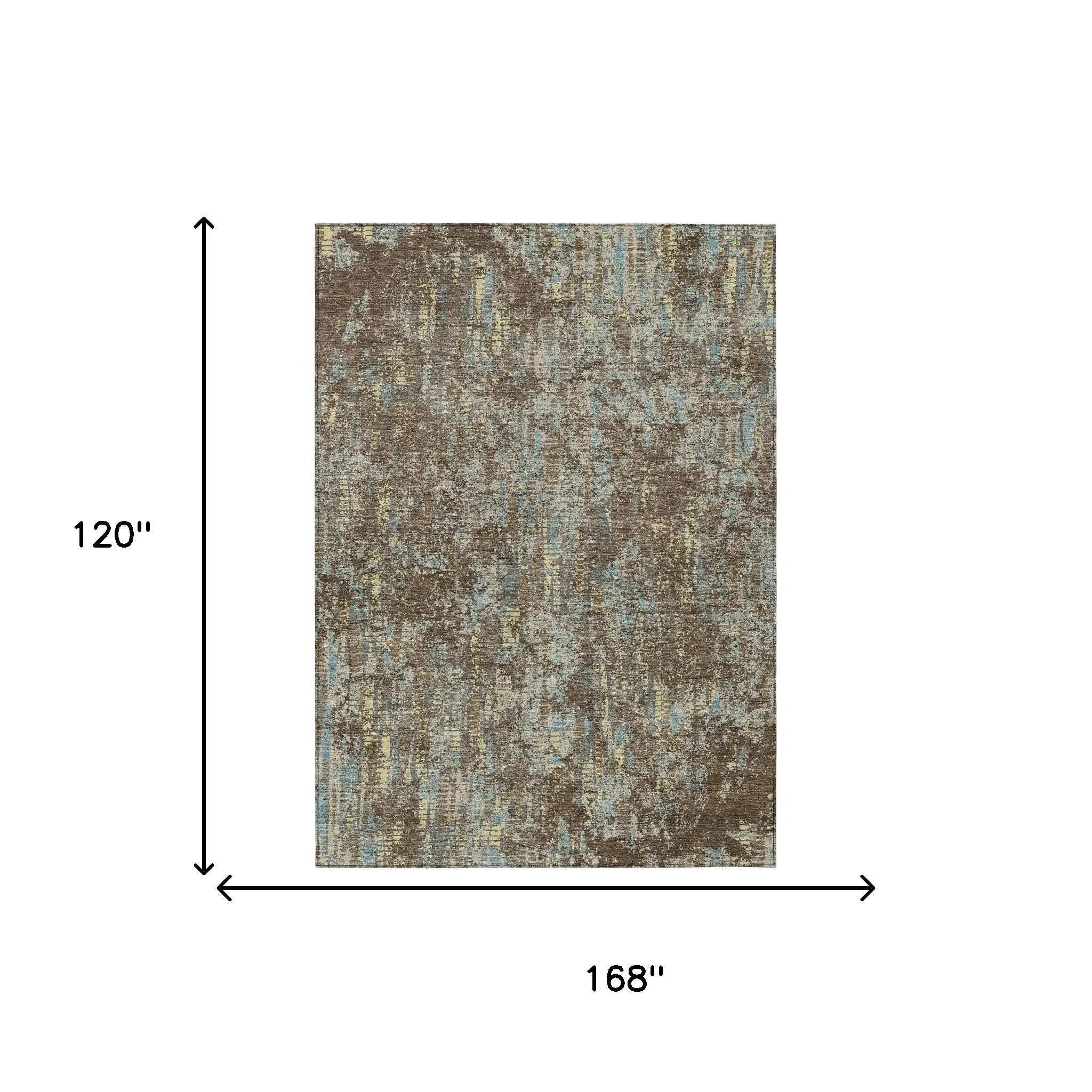 10' X 14' Brown And Graphite Abstract Washable Indoor Outdoor Area Rug Homeroots Outdoor
