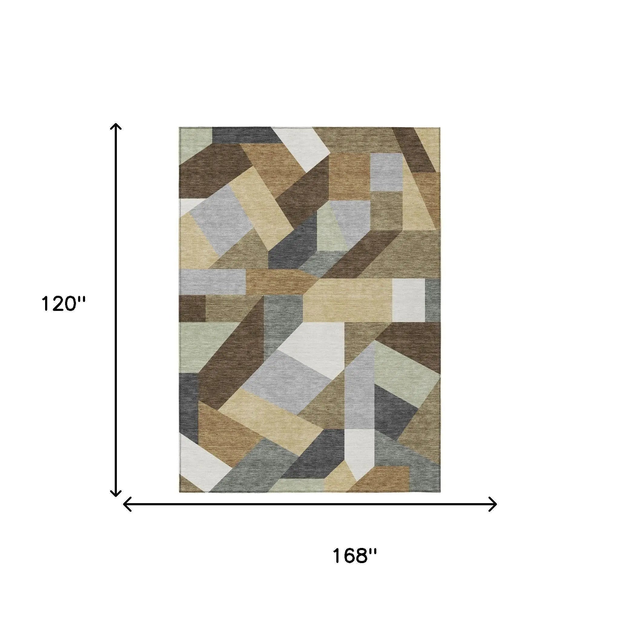 10' X 14' Brown And Graphite Geometric Washable Indoor Outdoor Area Rug Homeroots Outdoor