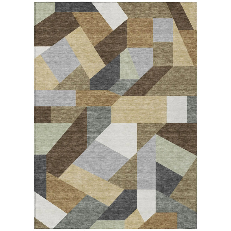 10' X 14' Brown And Graphite Geometric Washable Indoor Outdoor Area Rug Homeroots Outdoor