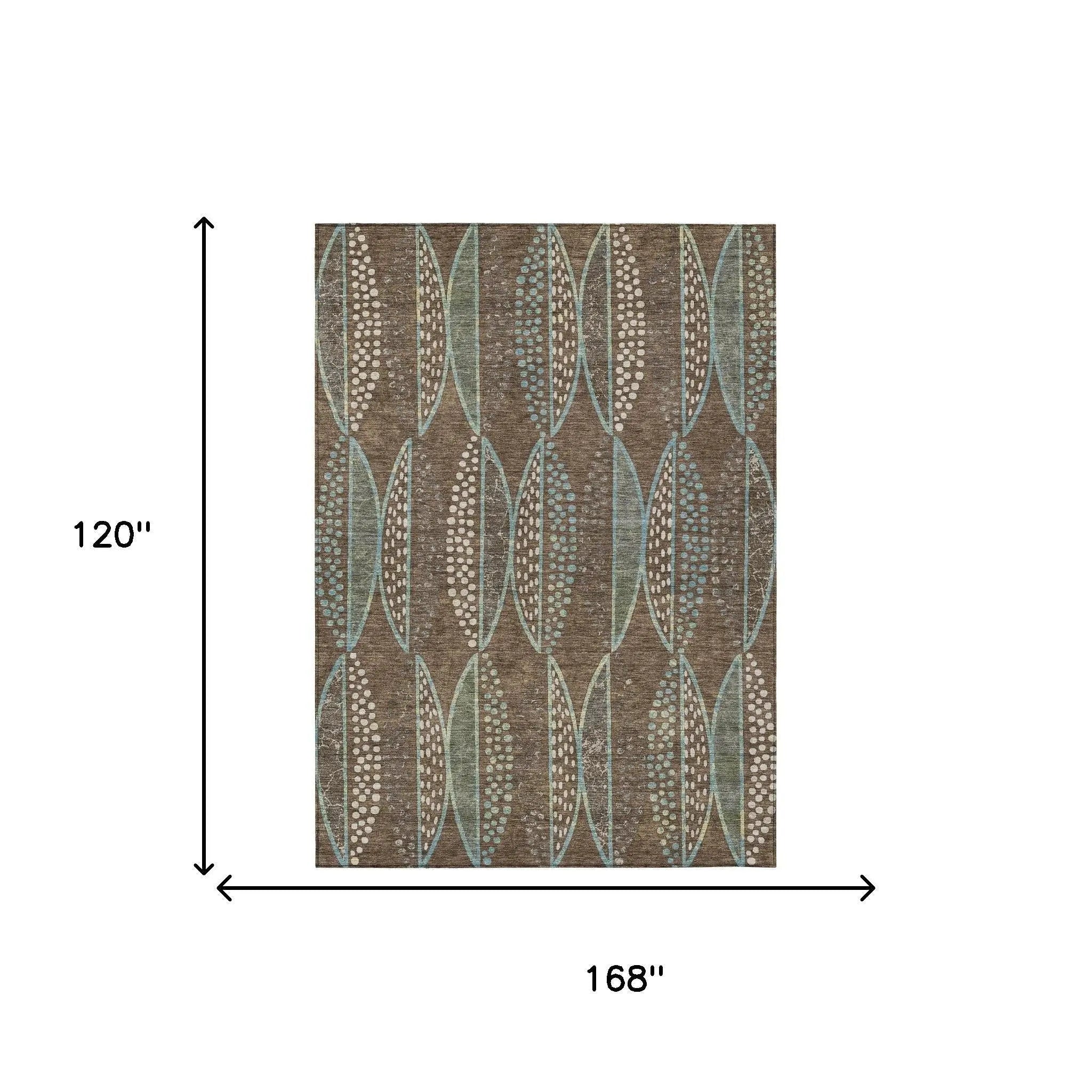 10' X 14' Brown And Gray Geometric Washable Indoor Outdoor Area Rug Homeroots Outdoor
