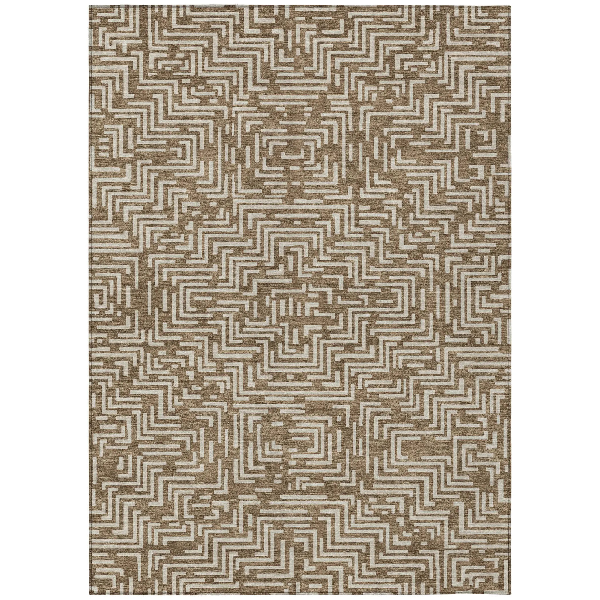 10' X 14' Brown And Gray Geometric Washable Indoor Outdoor Area Rug Homeroots Outdoor