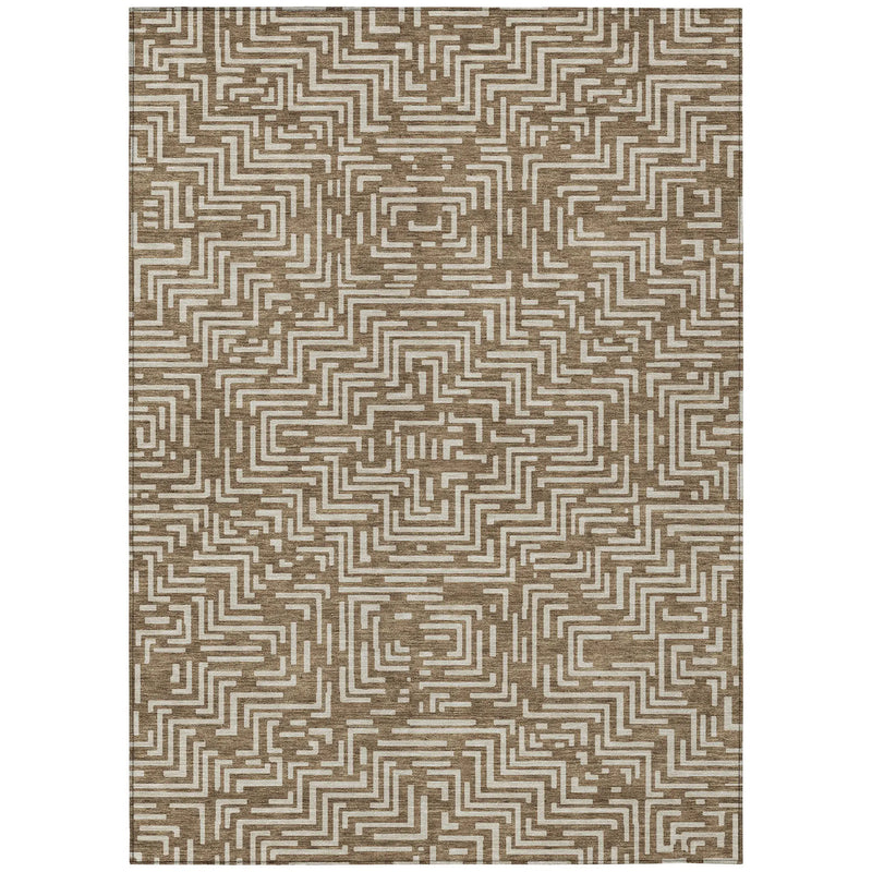 10' X 14' Brown And Gray Geometric Washable Indoor Outdoor Area Rug Homeroots Outdoor