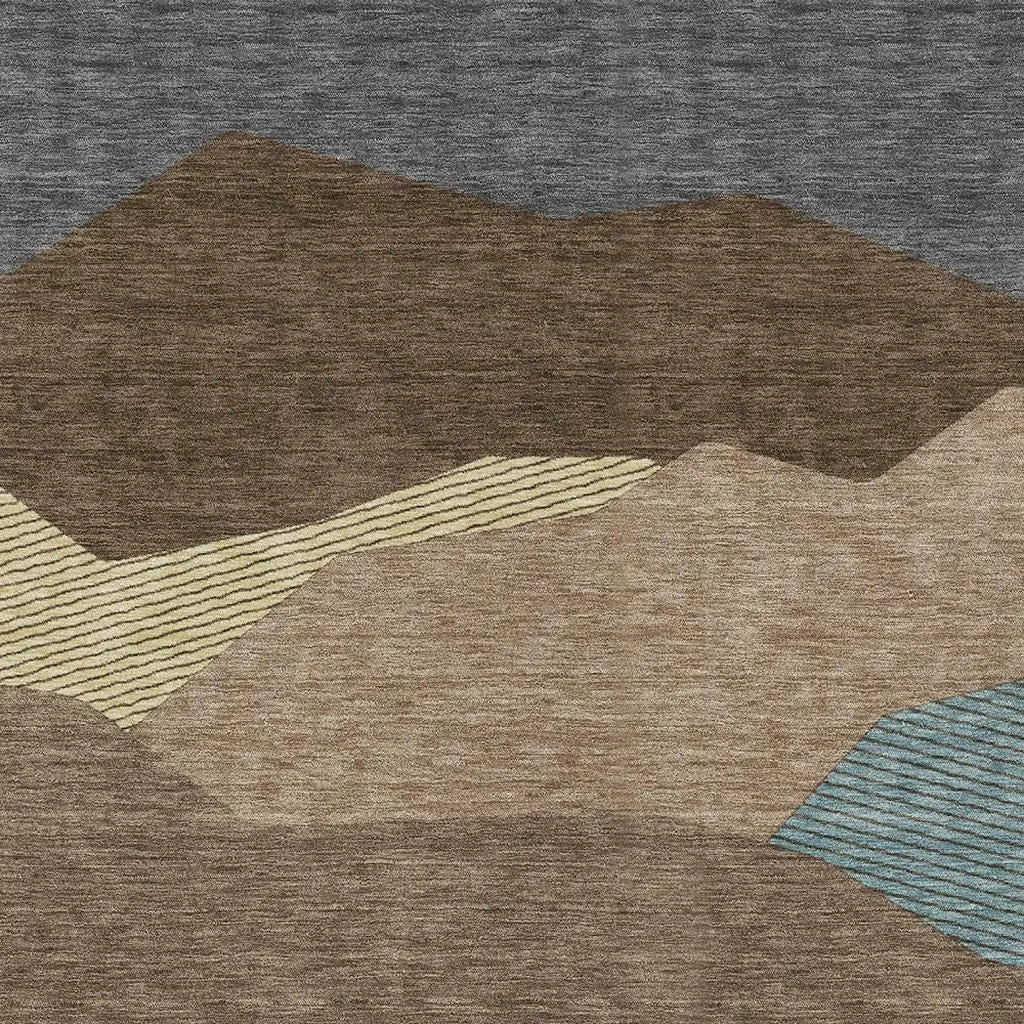 10' X 14' Brown And Gray Geometric Washable Indoor Outdoor Area Rug Homeroots Outdoor