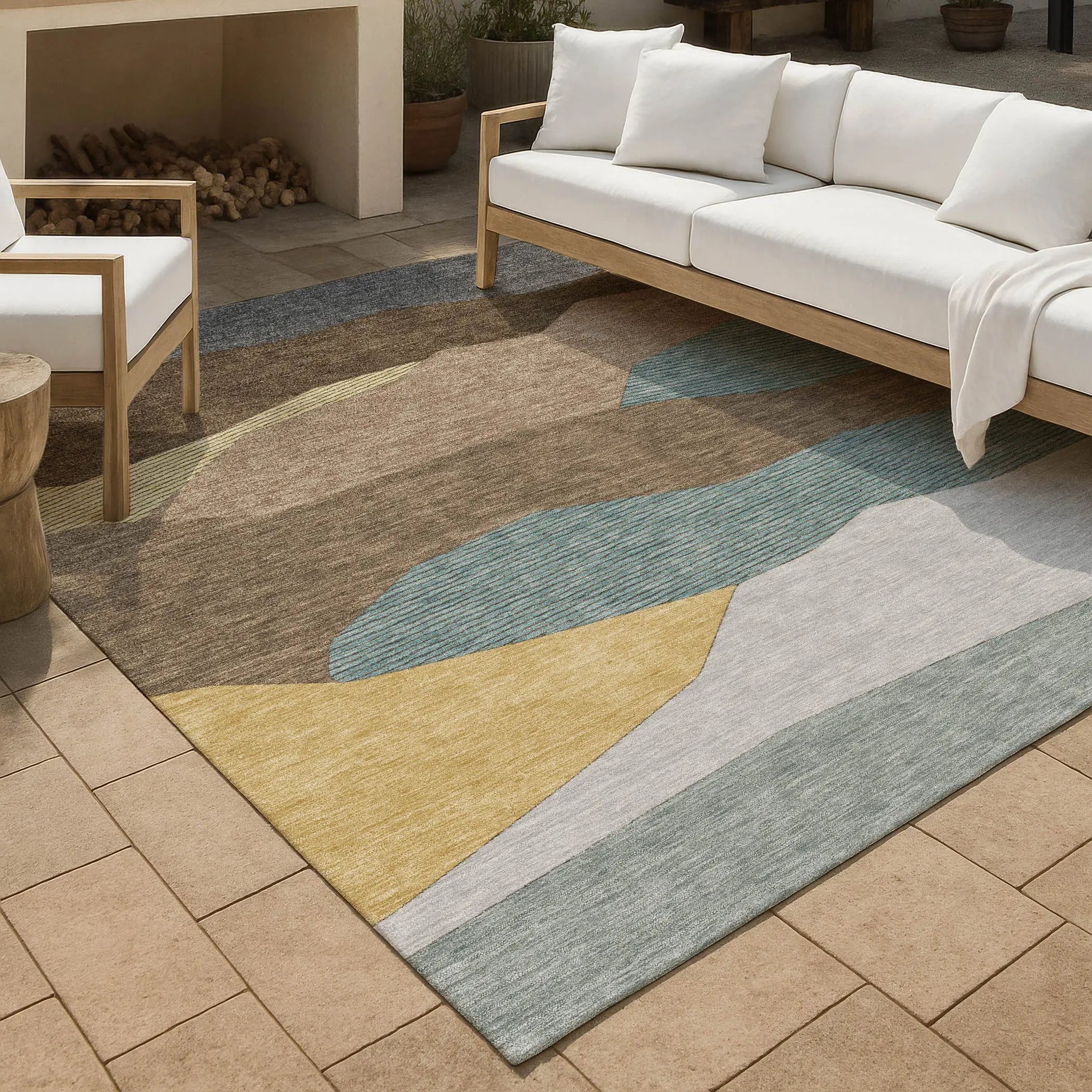 10' X 14' Brown And Gray Geometric Washable Indoor Outdoor Area Rug Homeroots Outdoor