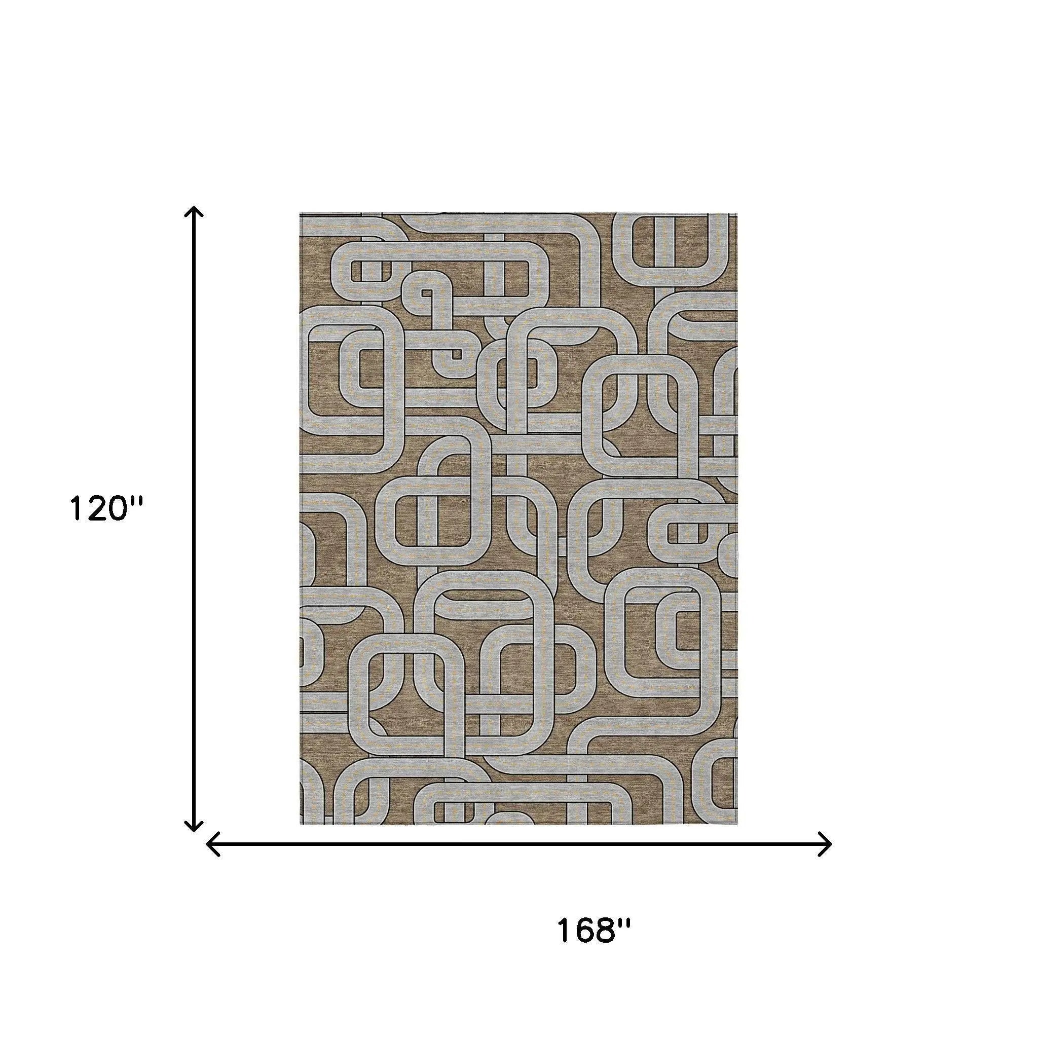 10' X 14' Brown And Gray Geometric Washable Indoor Outdoor Area Rug Homeroots Outdoor