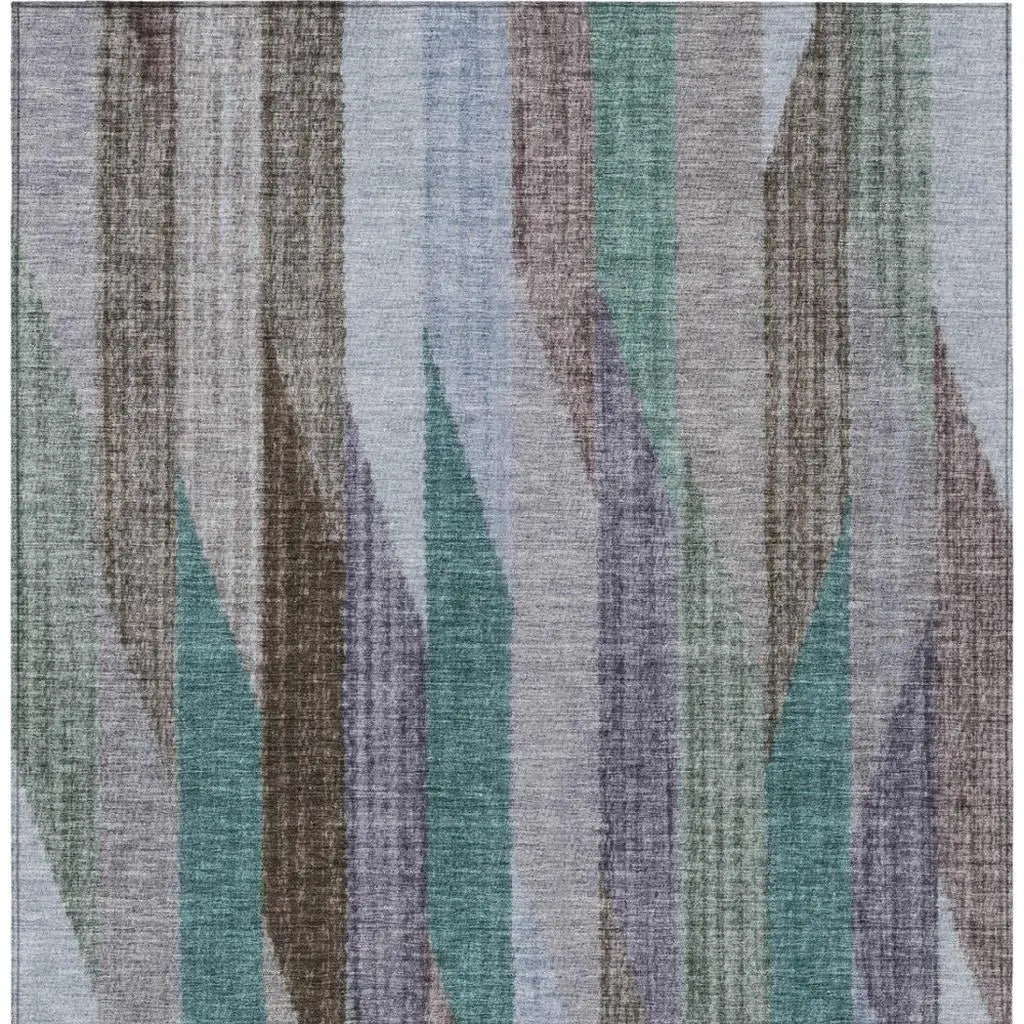 10' X 14' Brown And Gray Striped Washable Indoor Outdoor Area Rug Homeroots Outdoor