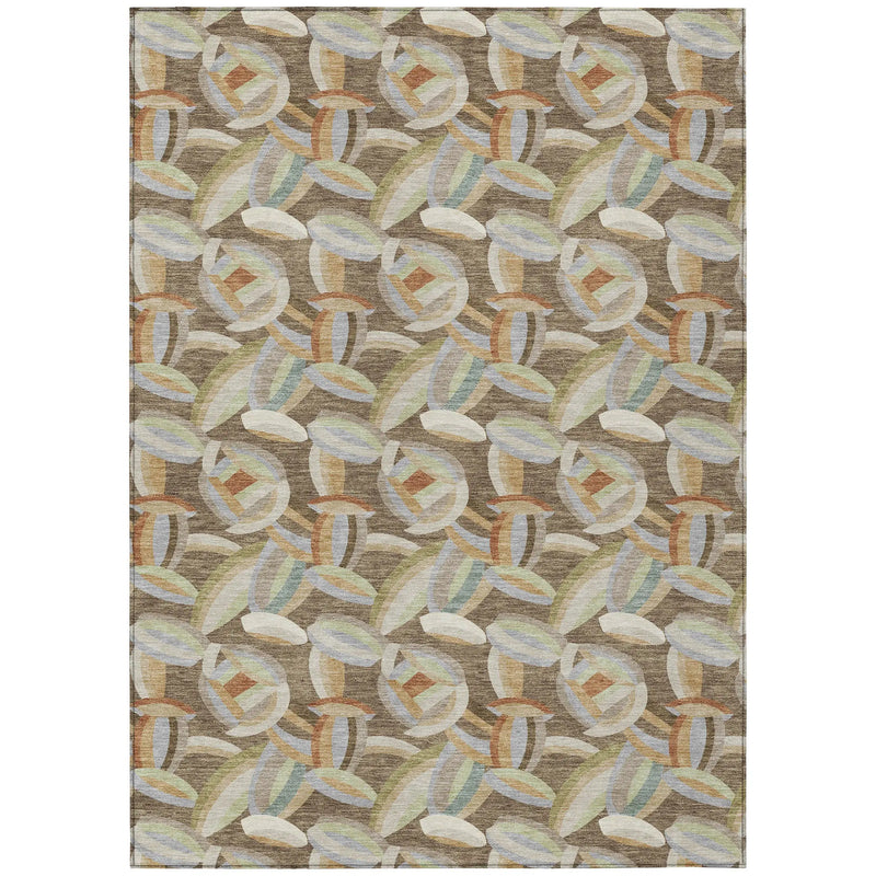 10' X 14' Brown And Ivory Abstract Washable Indoor Outdoor Area Rug Homeroots Outdoor
