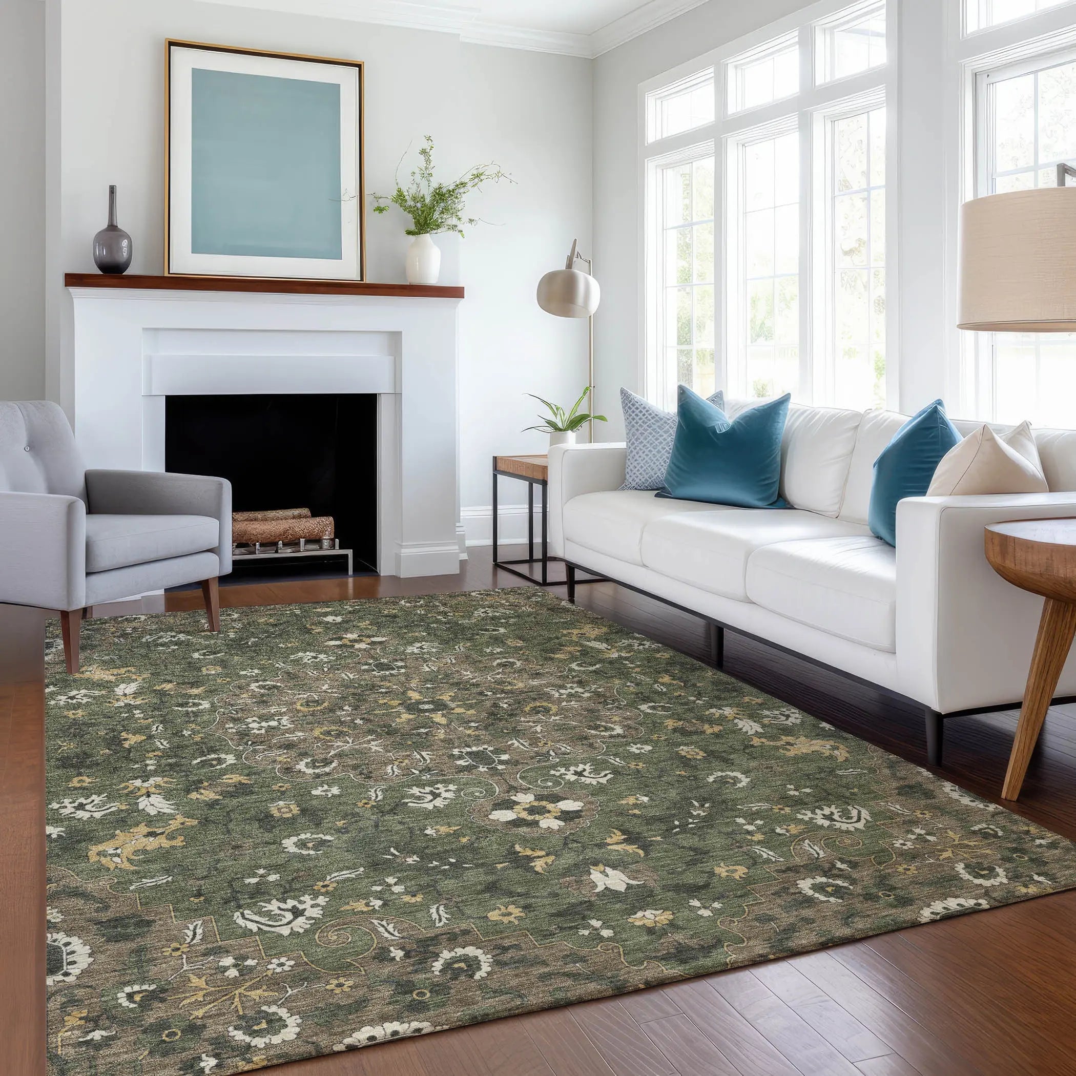 10' X 14' Brown And Ivory Floral Medallion Washable Indoor Outdoor Area Rug Homeroots Outdoor