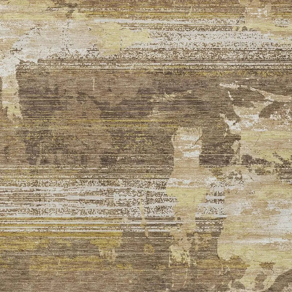 10' X 14' Brown And Khaki Abstract Washable Indoor Outdoor Area Rug Homeroots Outdoor
