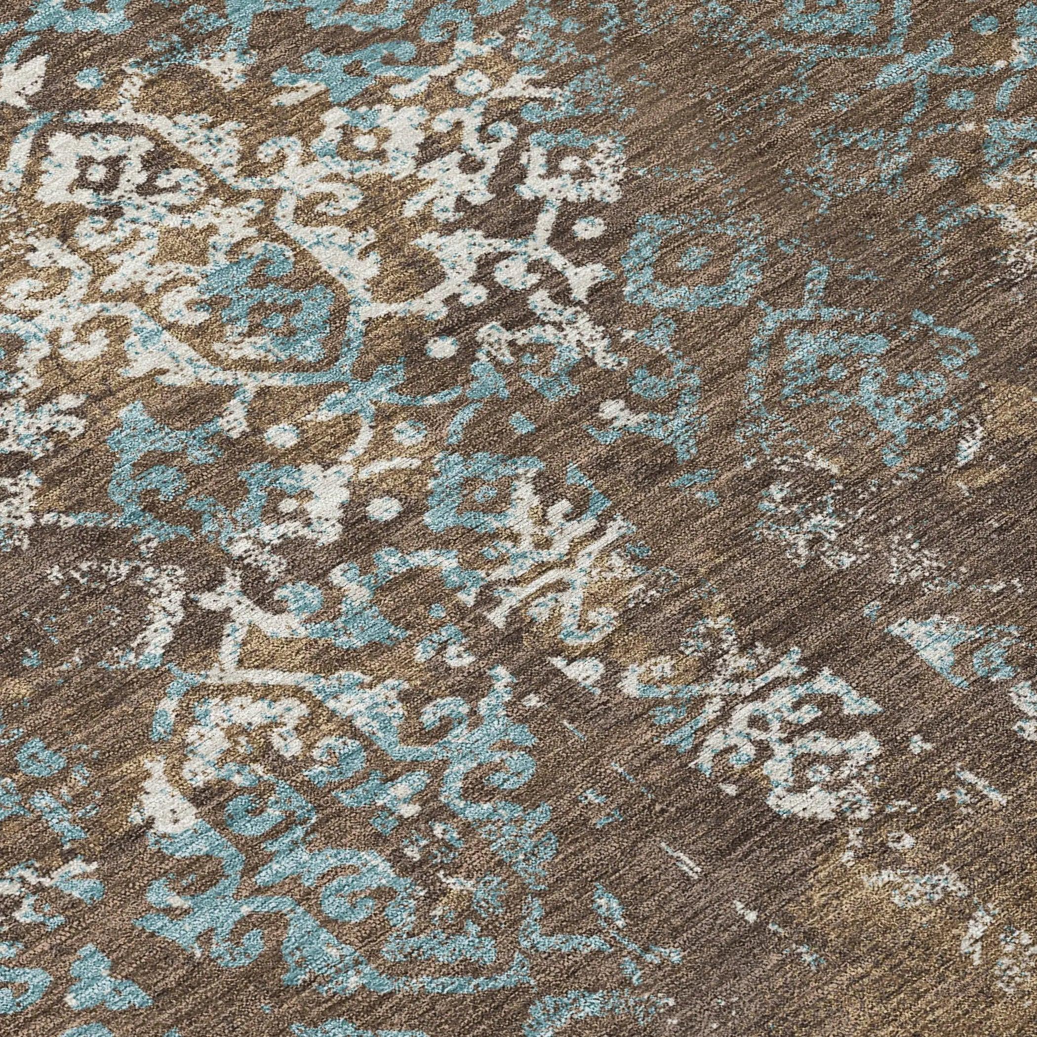 10' X 14' Brown And Khaki Oriental Washable Indoor Outdoor Area Rug Homeroots Outdoor