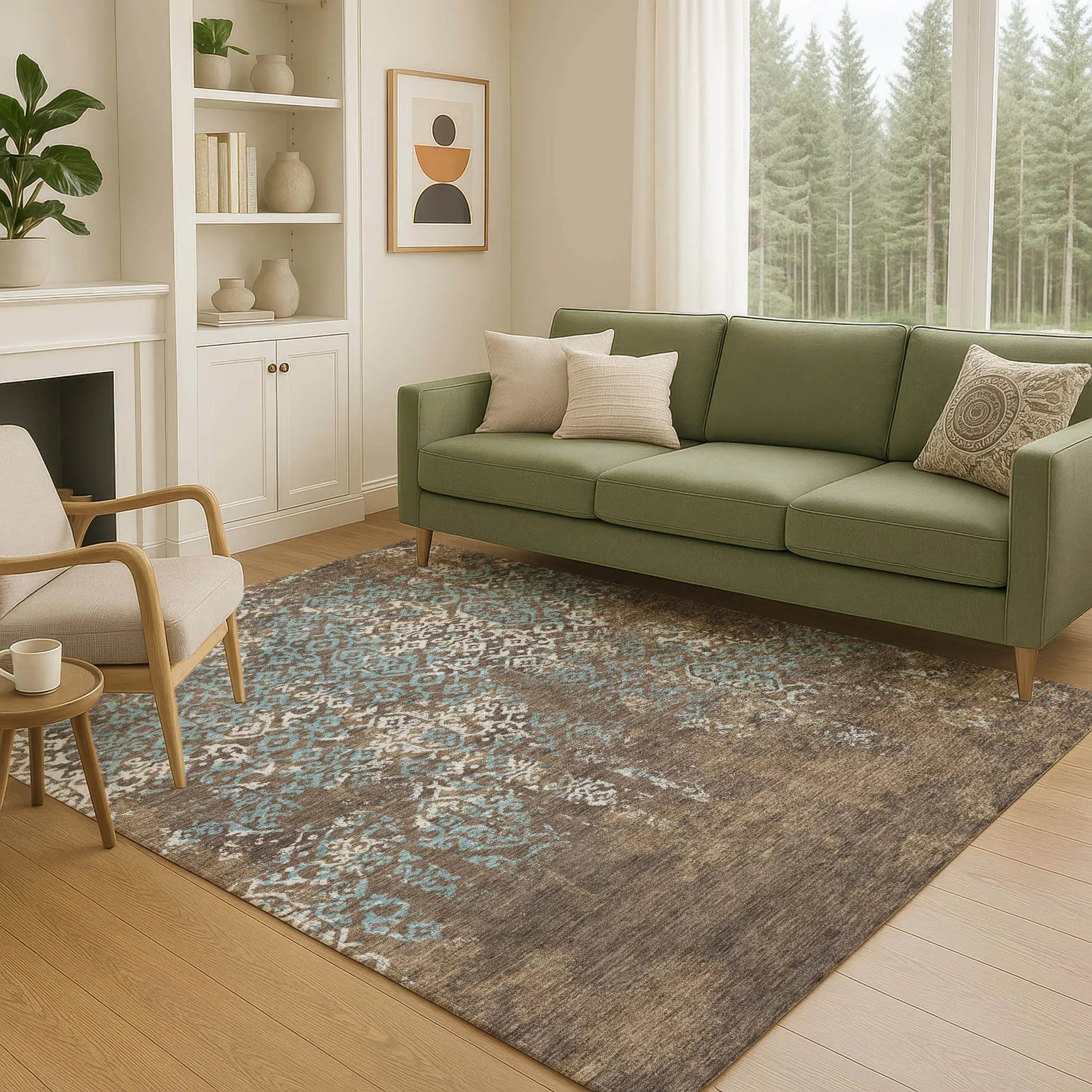 10' X 14' Brown And Khaki Oriental Washable Indoor Outdoor Area Rug Homeroots Outdoor