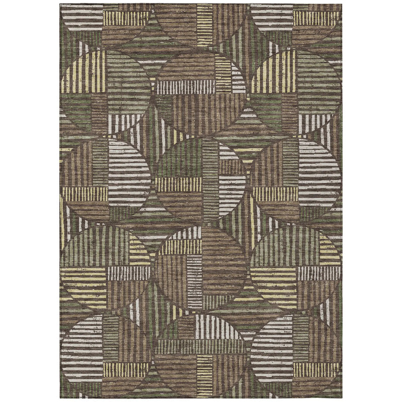 10' X 14' Brown And Linen Geometric Washable Indoor Outdoor Area Rug Homeroots Outdoor