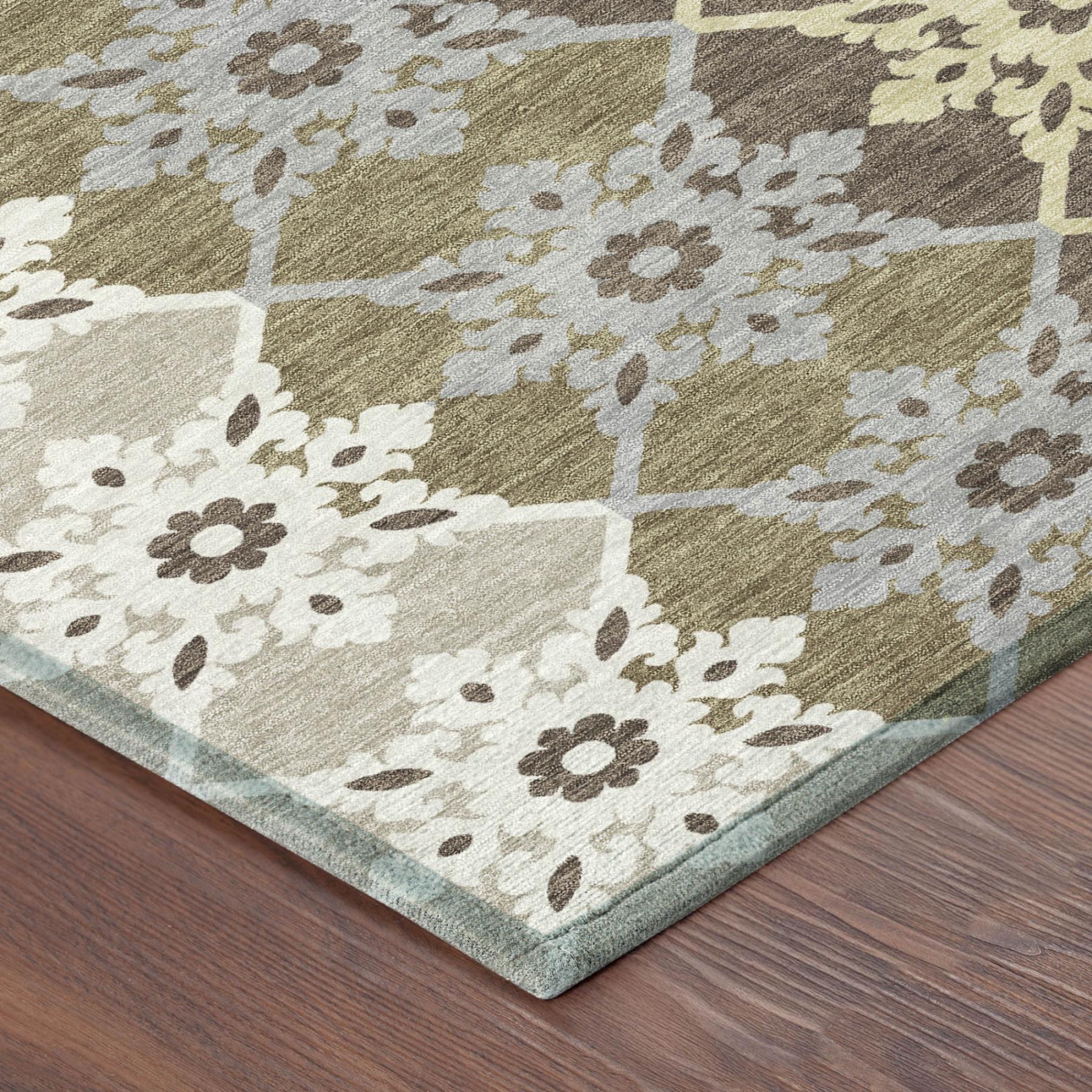 10' X 14' Brown And Pewter Floral Medallion Washable Indoor Outdoor Area Rug Homeroots Outdoor